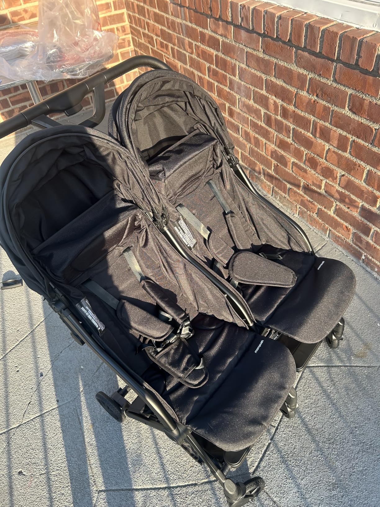 Mompush Lithe Double Stroller for Infant and Toddler, Lightweight Side by Side Twin Stroller, Only 25 lbs, 30-Inch Slim Fit Through Doorways, One-Step Fold, Independent Recline, UPF 50+ Canopy customer photo 2