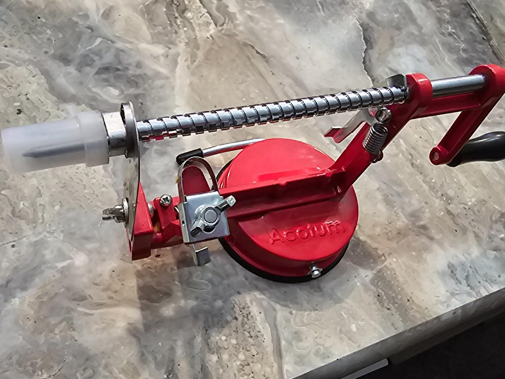 Apple Peeler, Slicer Corer Potato Peelers 3 In 1, Stainless Steel Heavy Duty Suction Cup Base And 7 Extra Blades (Red) customer photo 2