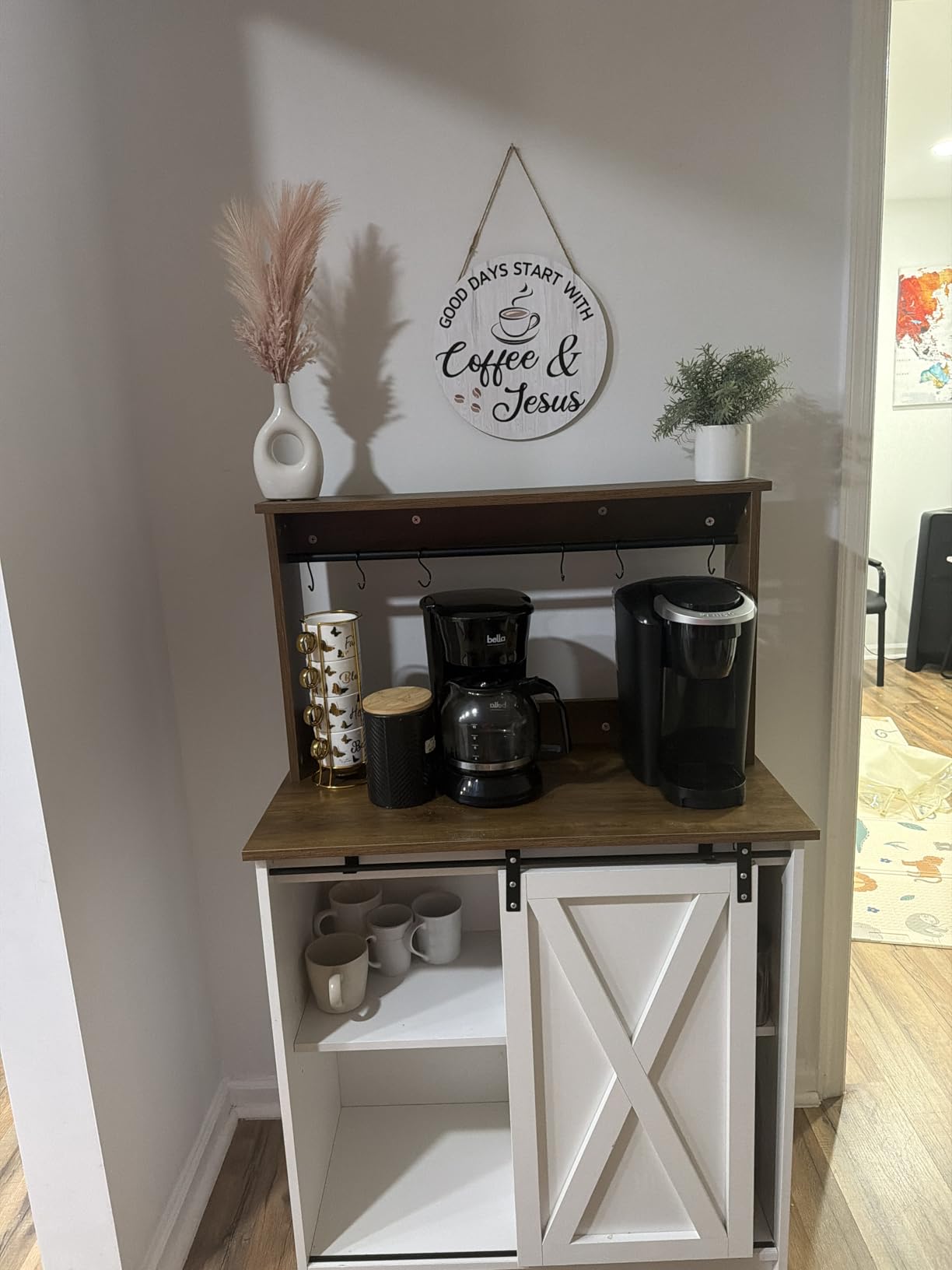 HMASYO Wood Coffee Signs - Good Days Start with Coffee & Jesus 12x12 customer photo 1