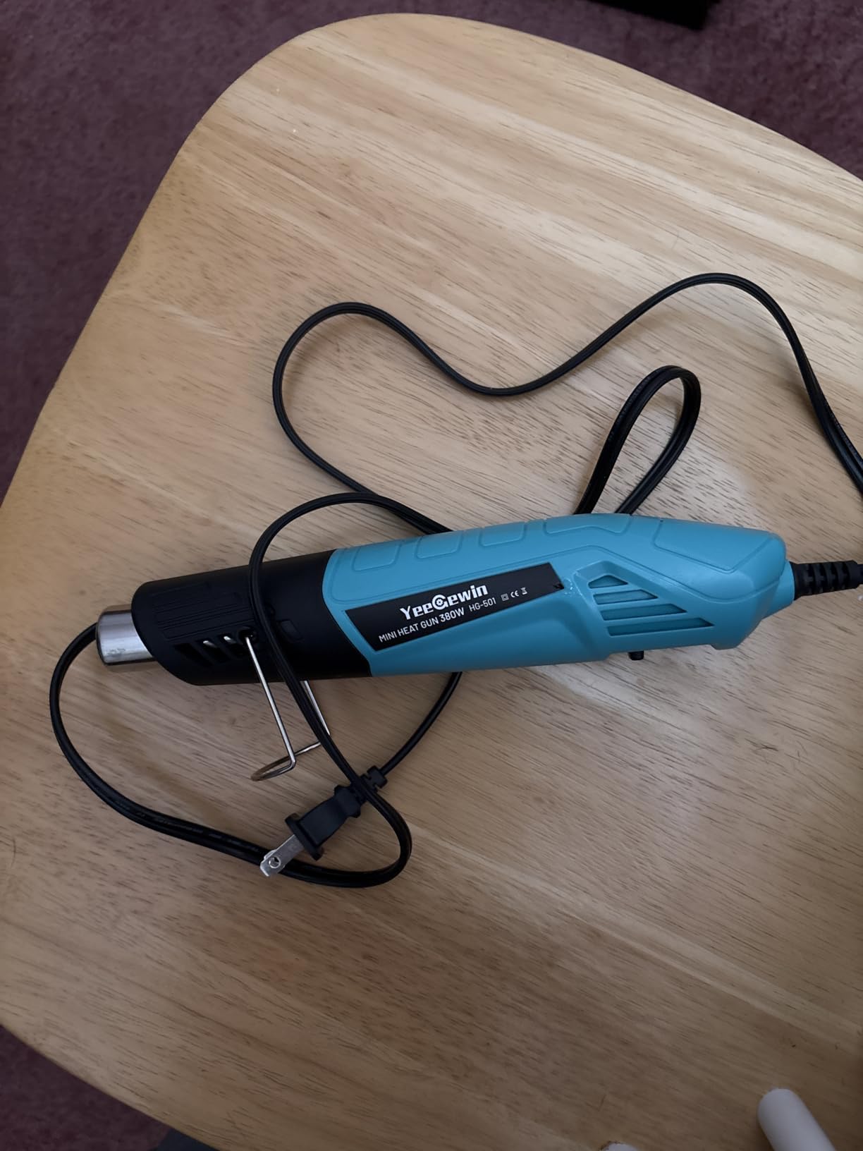 Heat Gun, 380W Fast Heat Mini Hot Air Gun with 2-Temp Settings 480°F-850°F Overheat Protection Reflector Nozzle, 4.9Ft Long Cable for Shrink Wrap,Vinyl, Crafts, Epoxy Resin customer photo 2
