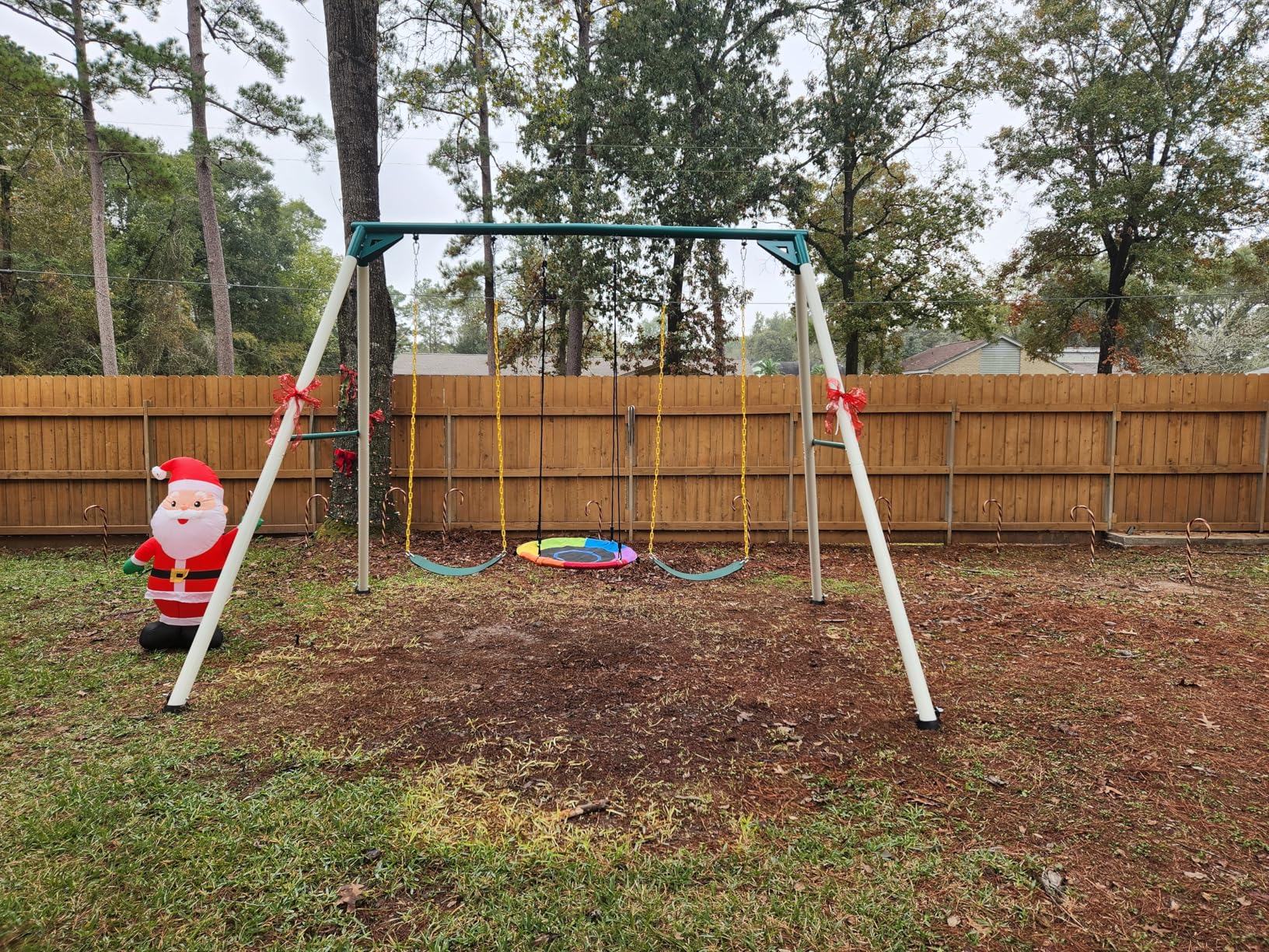 Hapfan 9.5' Heavy Duty Tall Swing Sets for Backyard for Kids and Adults with Saucer Swing, 2 Belt Swings (Patented) customer photo 1