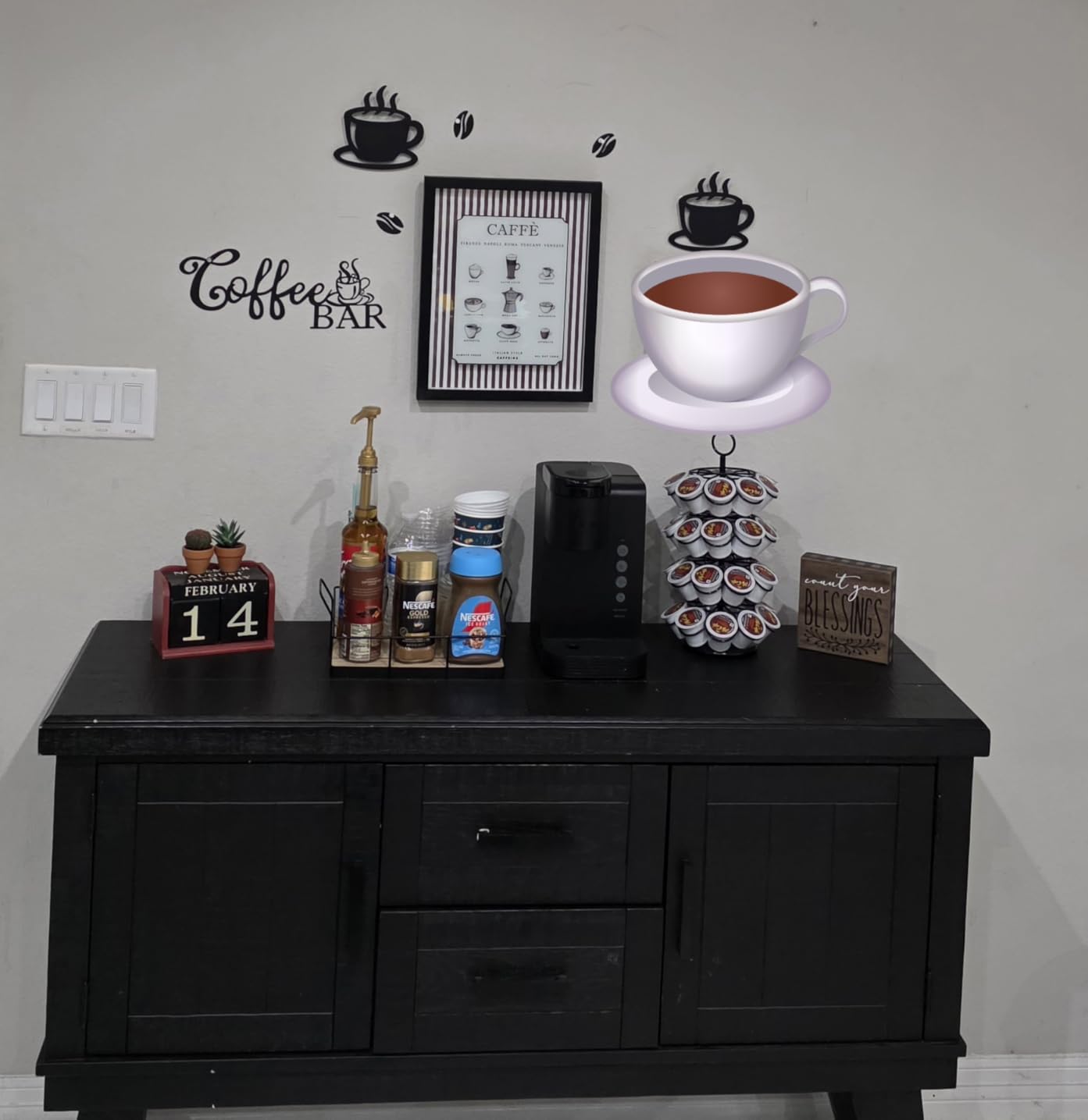 Ferraycle Coffee Bar Rustic Metal Sign - Bean and Cup Style - Hanging Wall Decor customer photo 2