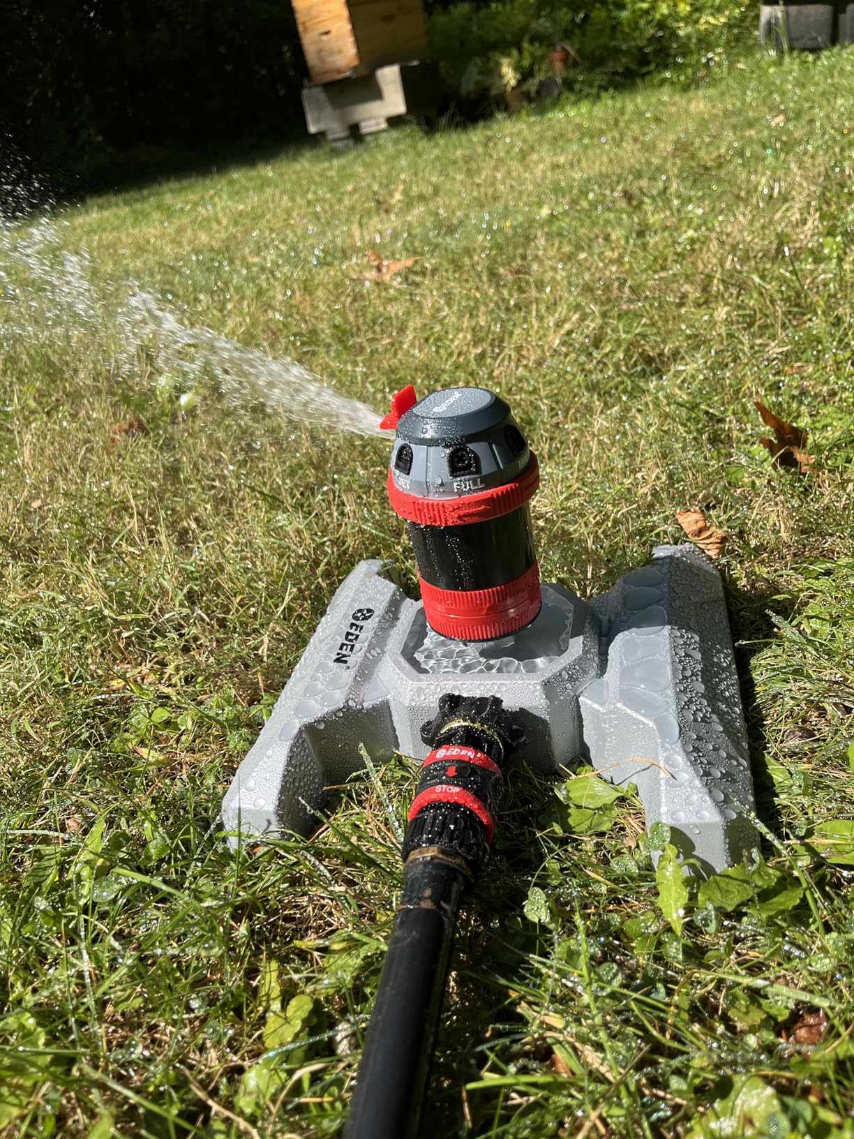 Eden 96122 Metal Base 6-Pattern Rotary Gear Drive Sprinkler | Quiet Operation, Adjustable Range, 5°- 360° Coverage customer photo 1