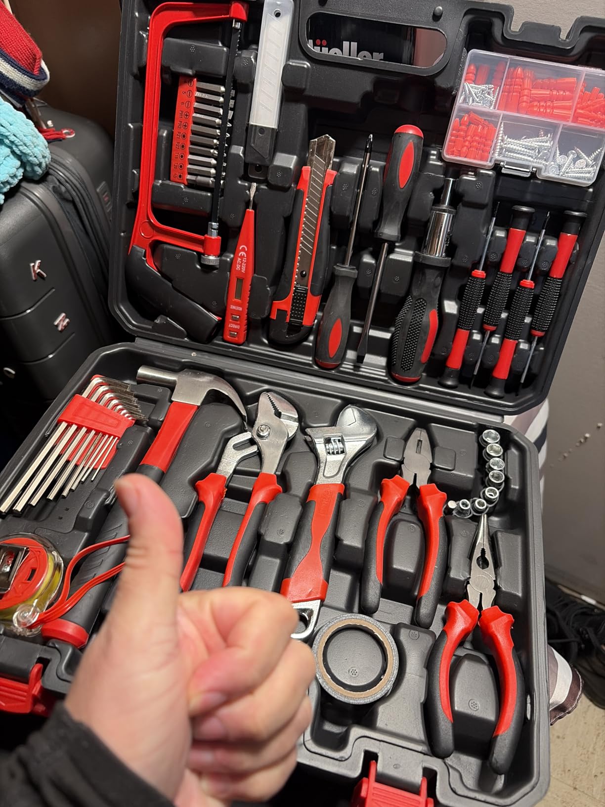 Sundpey Home Tool Kit 148-Pcs - Household Basic portable Hand Repair Tool Set with Case & Ratcheting Screwdriver & Hex Key & Pliers & Wrench & Voltage Tester & Water Pump Plier for Men Women customer photo 1