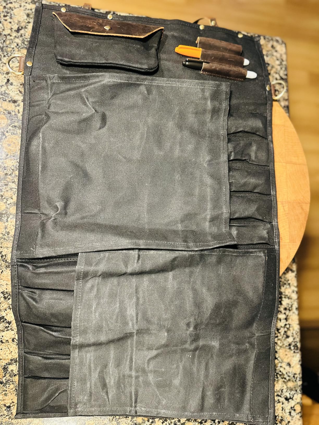 KYOKU Chef Knife Roll Bag with 10 Slots 3 Cutlery Holders - Oiled Leather and Waxed Canvas customer photo 2