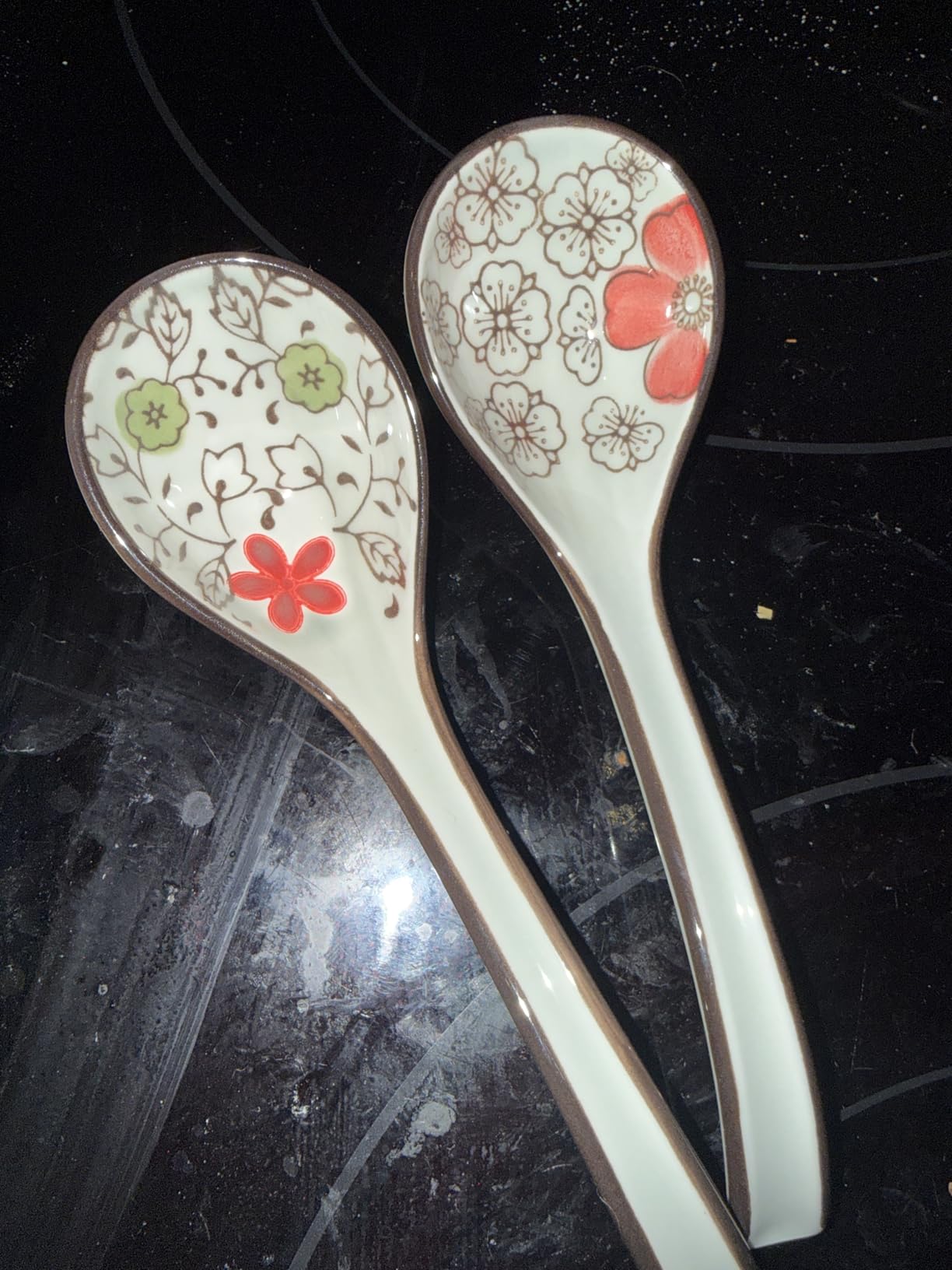 Ceramic Soup Spoons Set of 4 Porcelain Japanese Soup Spoon Long Handle Asian Soup Spoon Sets for Pho Ramen Noodles Wonton Dumpling Rice customer photo 1