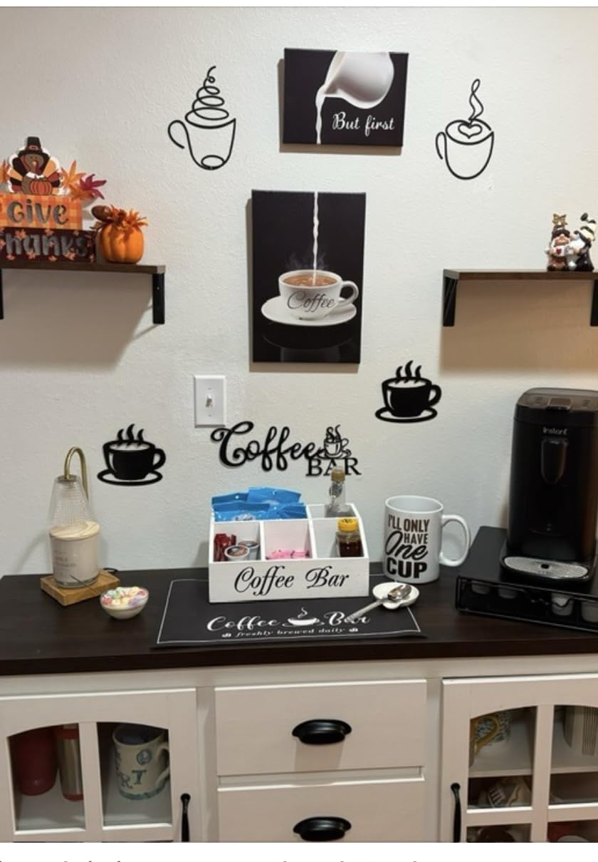 Pinetree Art Coffee Bar Wall Decor - But First Coffee Sign Canvas Print customer photo 1