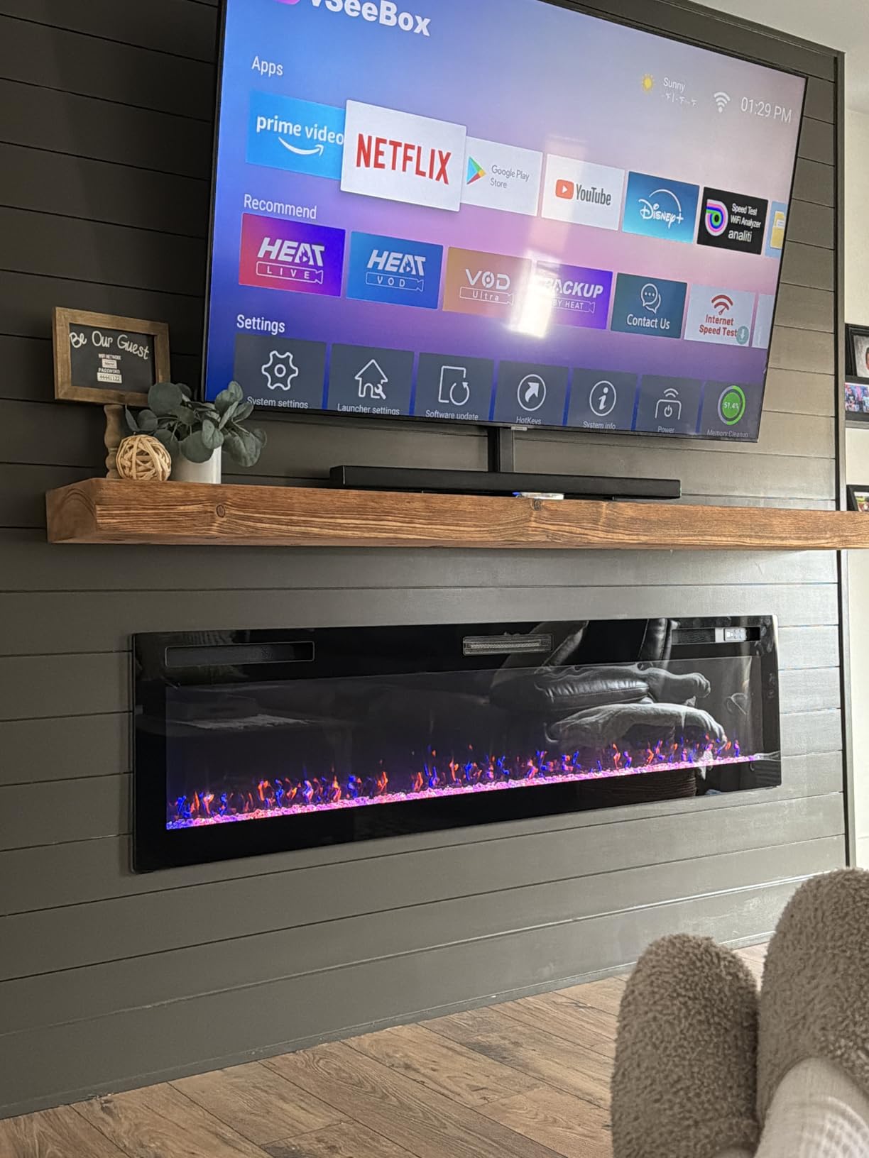 BOSSIN 72 inch Ultra-Thin Silence Linear Electric Fireplace, Recessed Wall Mounted Fireplace, Fit for 2 x 4 and 2 x 6 Stud, 12 Adjustable Flame Color & Speed, Touch Screen Remote Control with 8h Timer customer photo 2