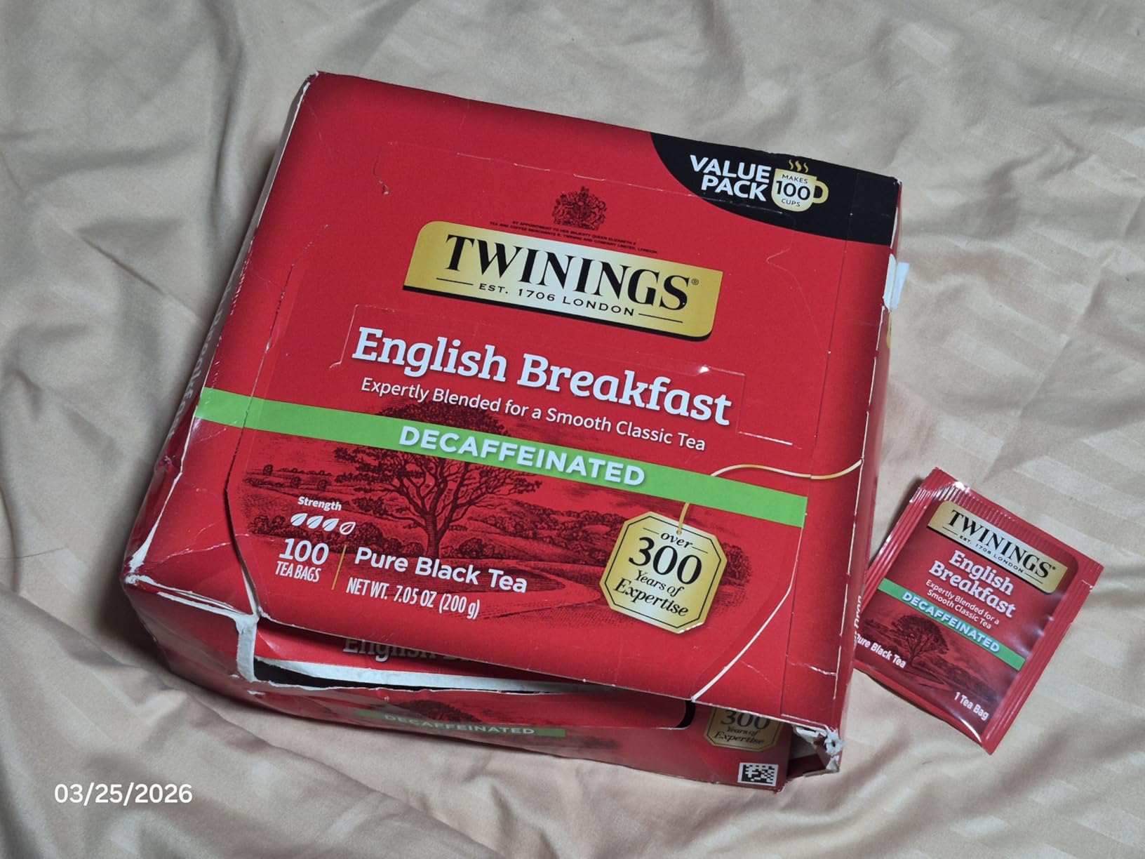 Twinings Decaffeinated English Breakfast Black Tea Individually Wrapped Bags, 100 Count (Pack of 1), Smooth, Flavourful Black Tea, Enjoy Hot or Iced, 100 Teabags customer photo 2
