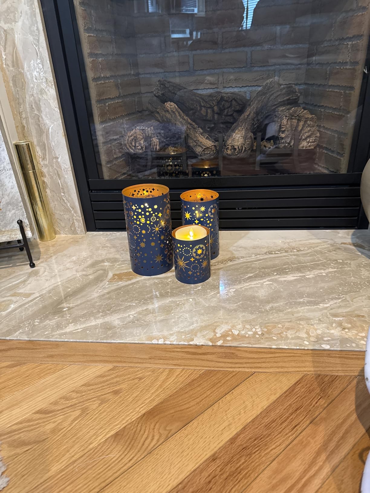 Luminara Realistic Flameless LED Set of 3 Ivory Pillar Candles, Home Safe Moving Flame Melted Top Illumination, Battery Operated Remote Control w/Timer customer photo 1