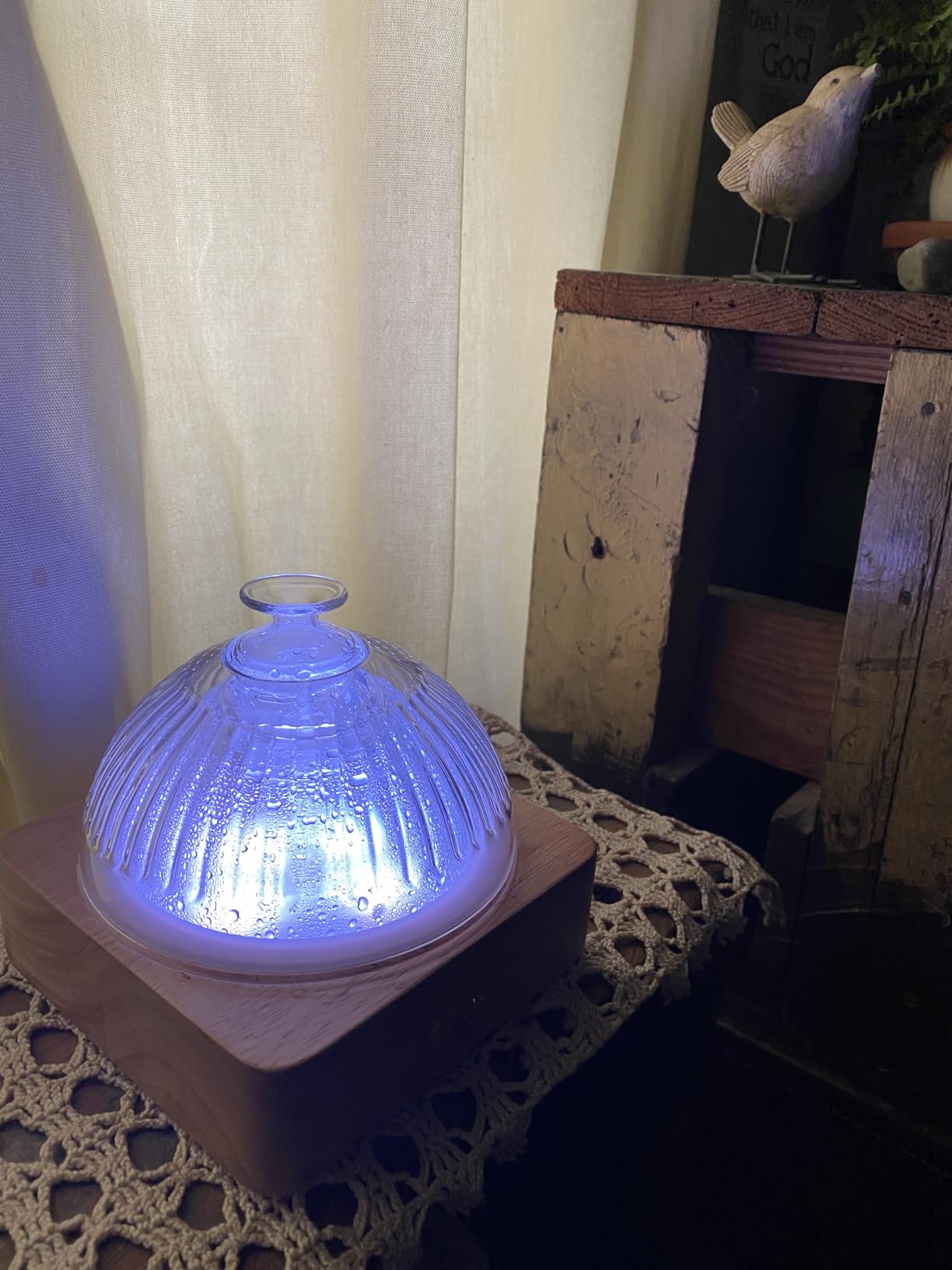 Glass Dome Essential Oil Diffuser with Glass Reservoir & Wood Base-No Plastic, 200ml Ultrasonic Diffuser for Aromatherapy with Timer 7 Color Light Auto-Off for Home Office Yoga Pilates customer photo 1