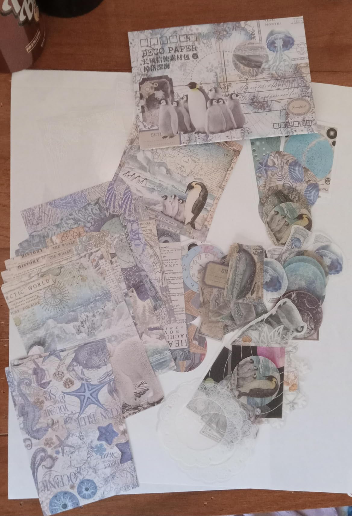 Knaid 200 Piece Vintage Ephemera Bundle - Paper & Sticker Kit for Junk Journaling, Scrapbooking, Planners, Bullet Journals, Collage, Decoupage - Black/Blue Tones customer photo 2