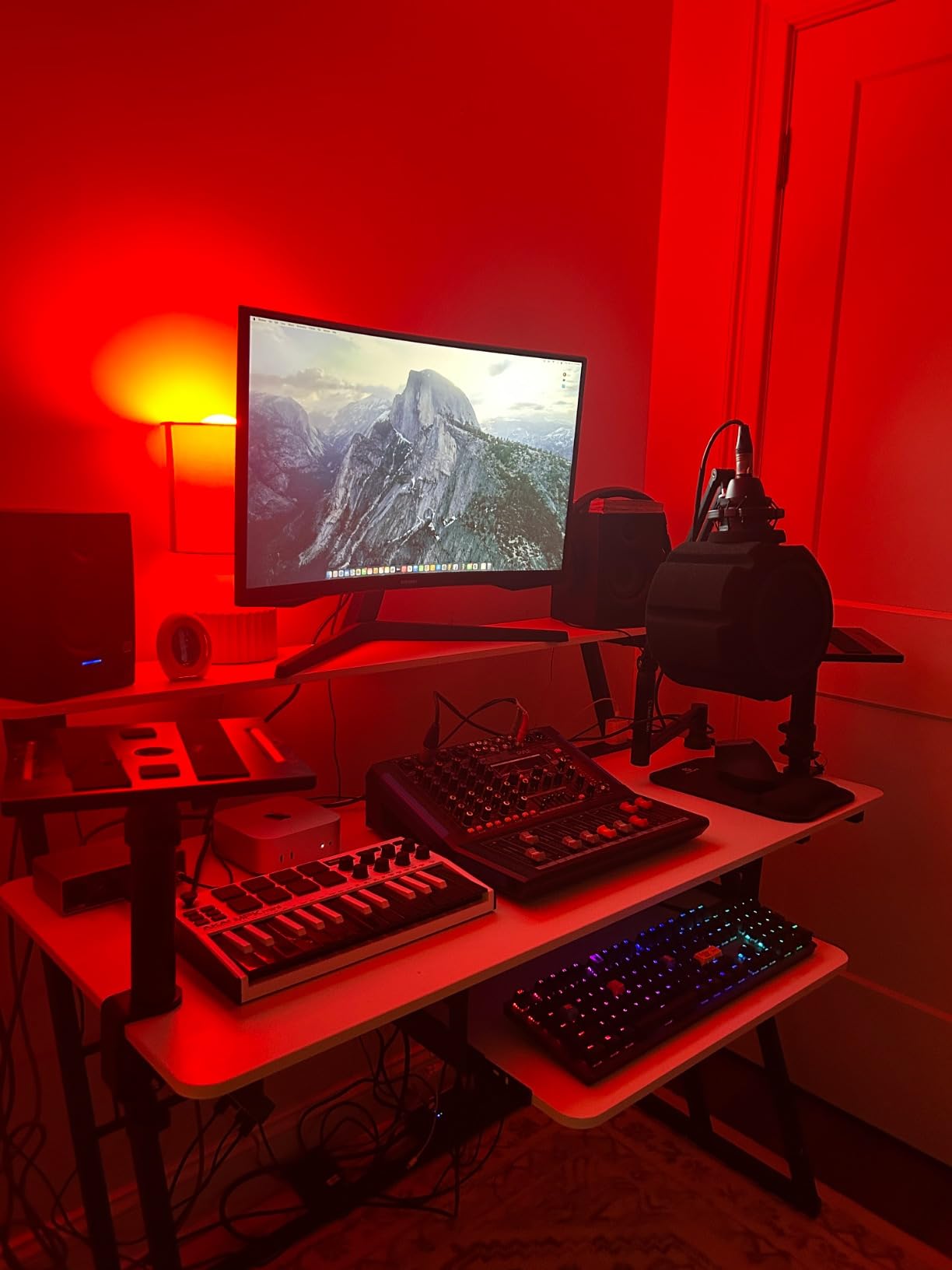 Armocity Music Studio Desk Production Workstation - Recording Studio Desk for Producer with Power Outlet, Studio Workstation for Music Recording, Home Studio Table Desk, Black customer photo 1