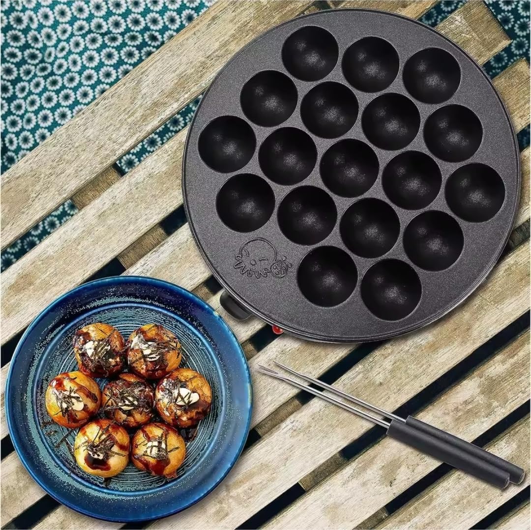 Takoyaki Maker Pan with Temperature Control, Tools and Recipes, Make 18 Japanese Octopus Balls at once customer photo 1