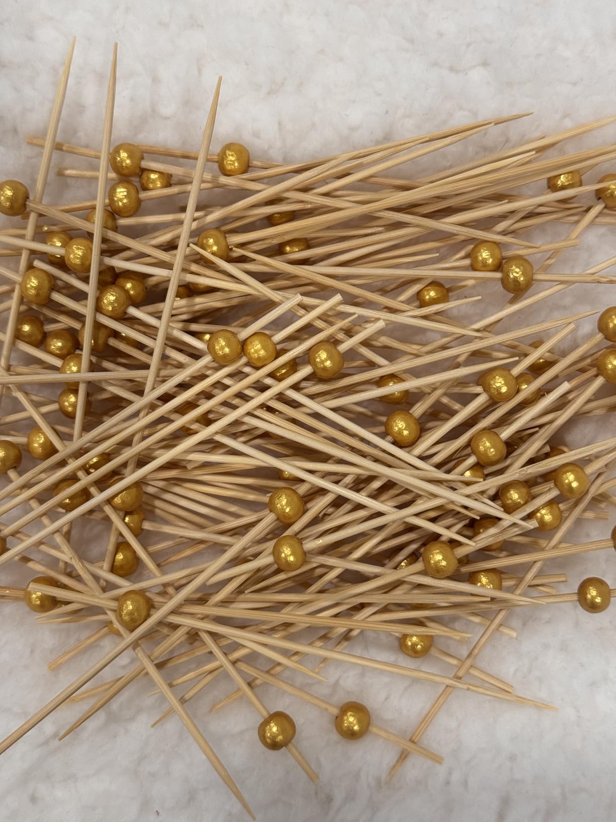 200 Pcs Cocktail Picks, 4.7 Inch Toothpicks for Appetizers, Bamboo Cocktail Sticks Skewers for Drinks, Desserts, Charcuterie, Wedding Party Fancy Toothpicks, Gold Pearl Mini Food Picks Decorative customer photo 2