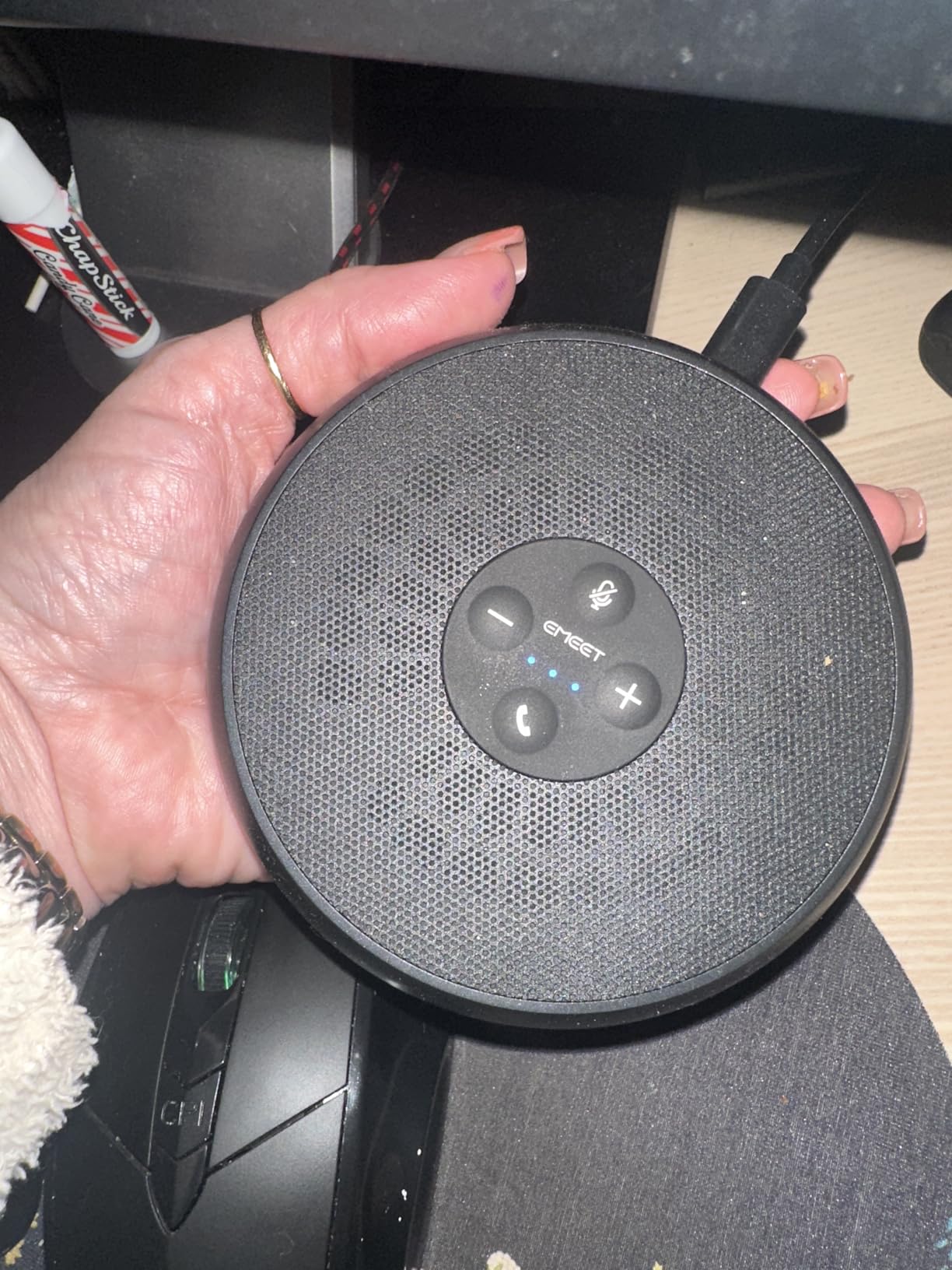 EMEET USB Speakerphone, M1A Zoom Certified AI Mics 360 Voice Pickup USB Type C-A Plug&Play Computer Speakers with Microphone, Fast Mute Noise Reduction Echo Cancellation for 5-8 People for Zoom Teams customer photo 1