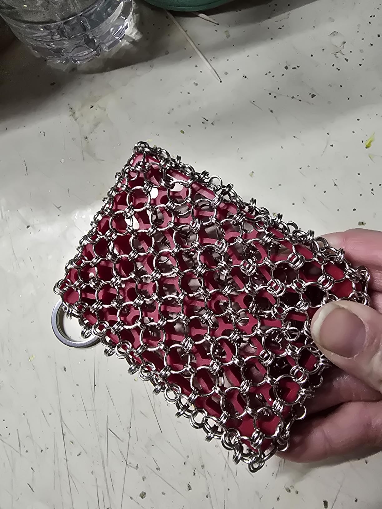 Cast Iron Scrubber Chainmail - 316L Cast Iron Cleaner Scrubber and Bamboo Cloth Set - Chain Mail Scrubber - Stainless Steel Chainmail Scrubber for Skillet, Pan, Dutch Oven - Essential Accessory customer photo 1
