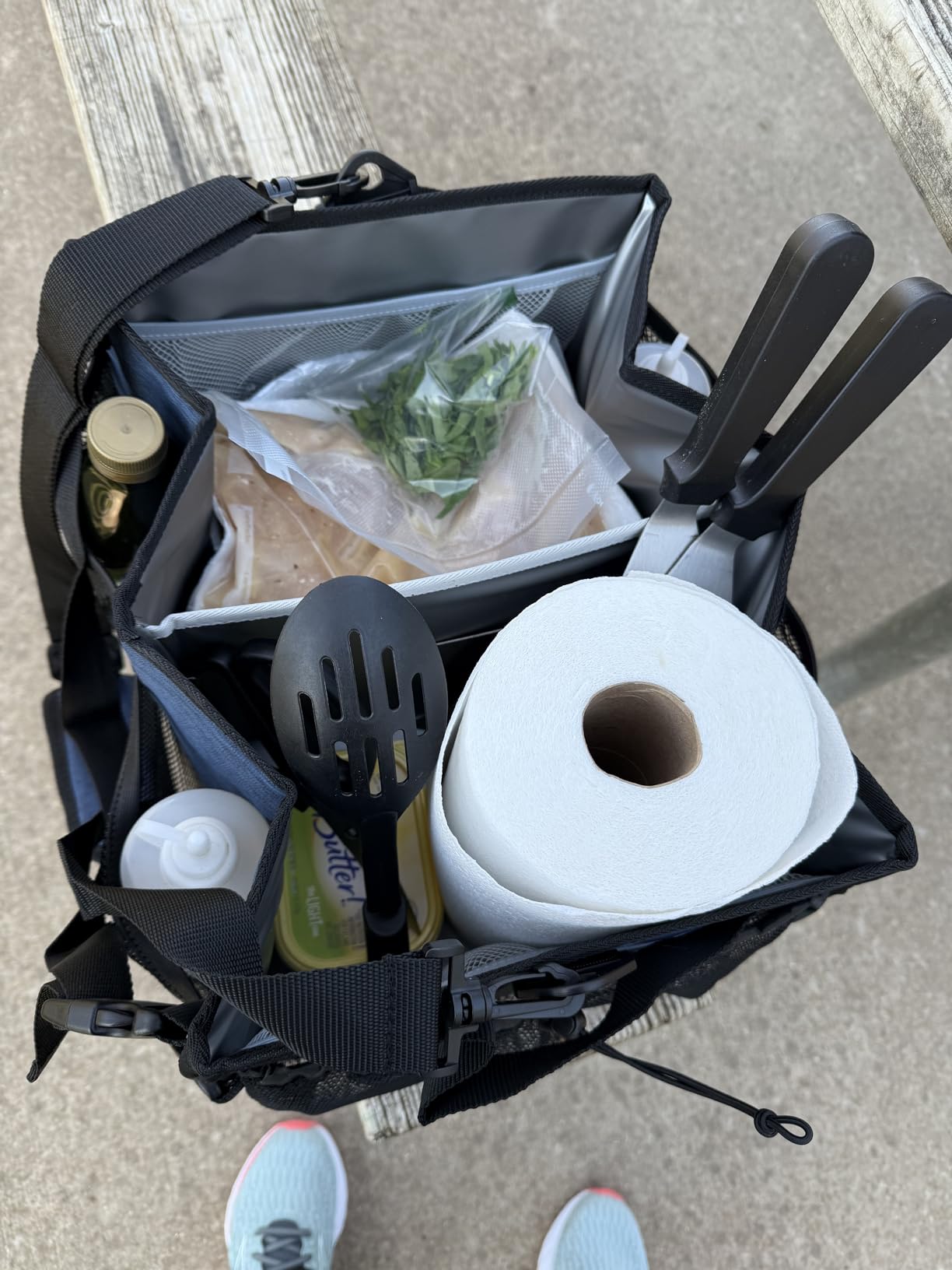 FANGSUN Large Grill and Picnic Caddy with Paper Towel Holder, BBQ Organizer for Utensils, Plates, Condiments, Collapsible & Easy-Carry Griddle Caddy, Must-Haves for Outdoor, Camper, Travel, Car, RV customer photo 2