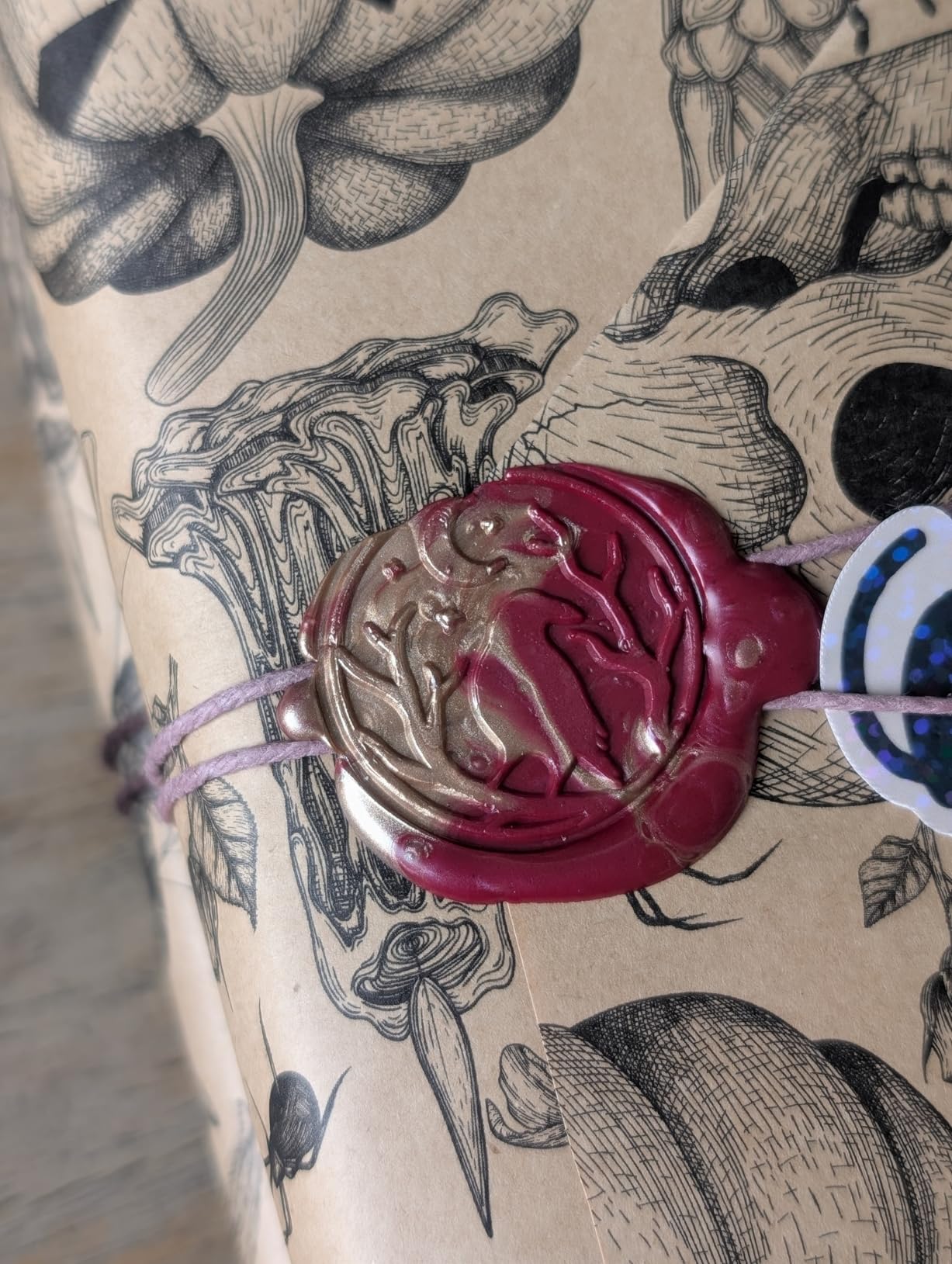 CRASPIRE Crow Wax Seal Stamp Halloween Raven Sealing Wax Stamps Moon Vintage 30mm Removable Brass Head Sealing Stamp with Wooden Handle for Wedding Invitations Envelope Wrap customer photo 2