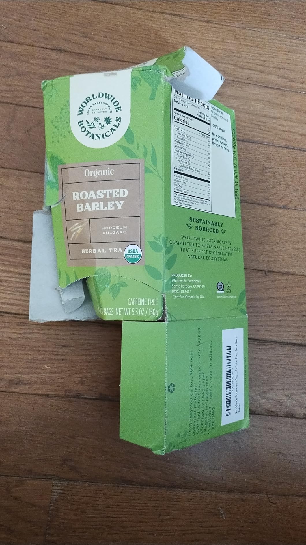 Worldwide Botanicals Organic Roasted Barley Tea, 25 Tea Bags - 3x more herbs with 6g per teabag - AKA Mugicha, Boricha, Damaicha, Orzo - Caffeine-Free, Kosher customer photo 1