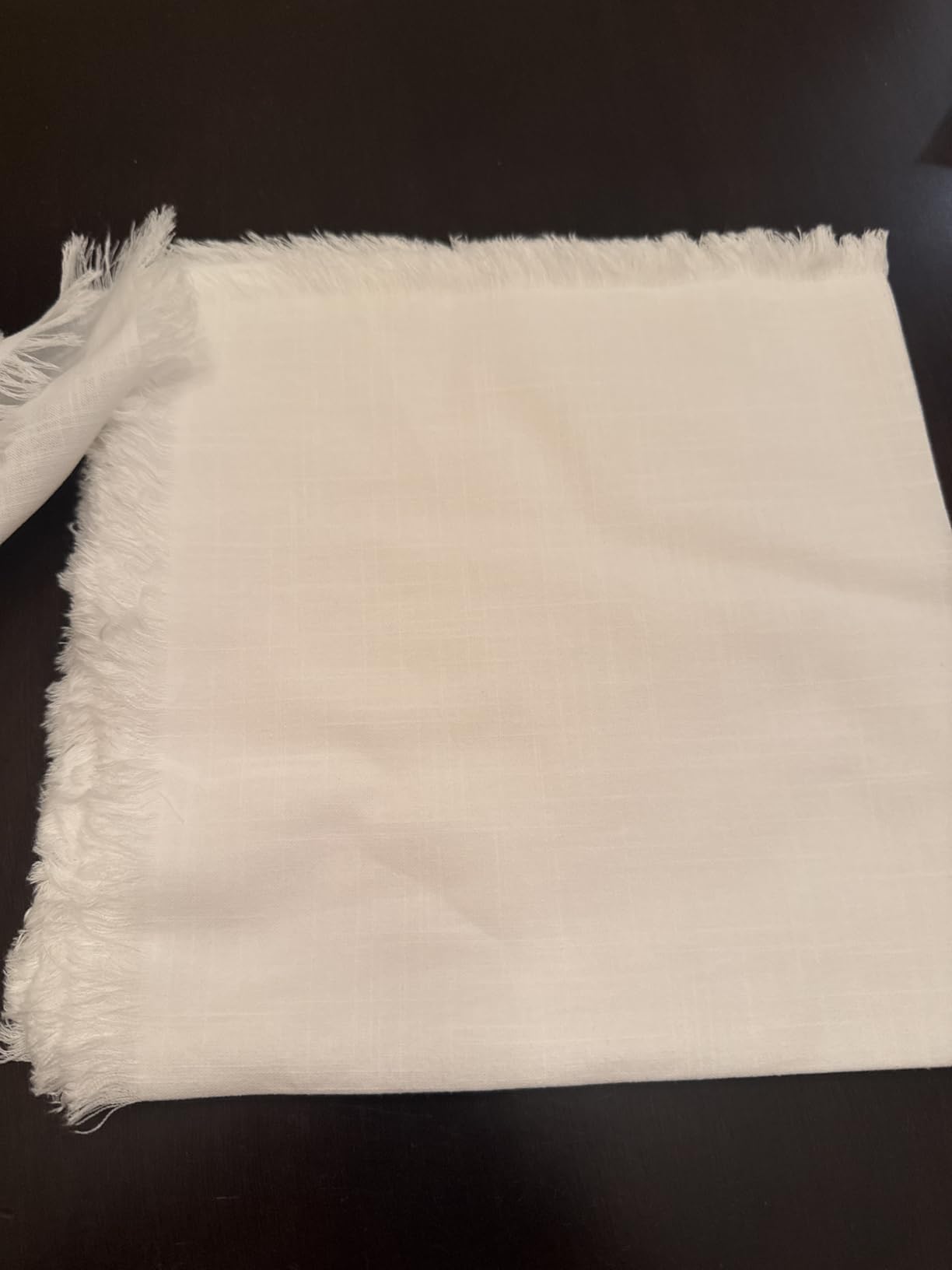 Handmade Cloth Napkins 100% Cotton Napkins with Fringe, Delicate Handmade Cloth Napkins for Dinners, Parties, Weddings and More, 18 x 18 Inch Set of 4 - White customer photo 2
