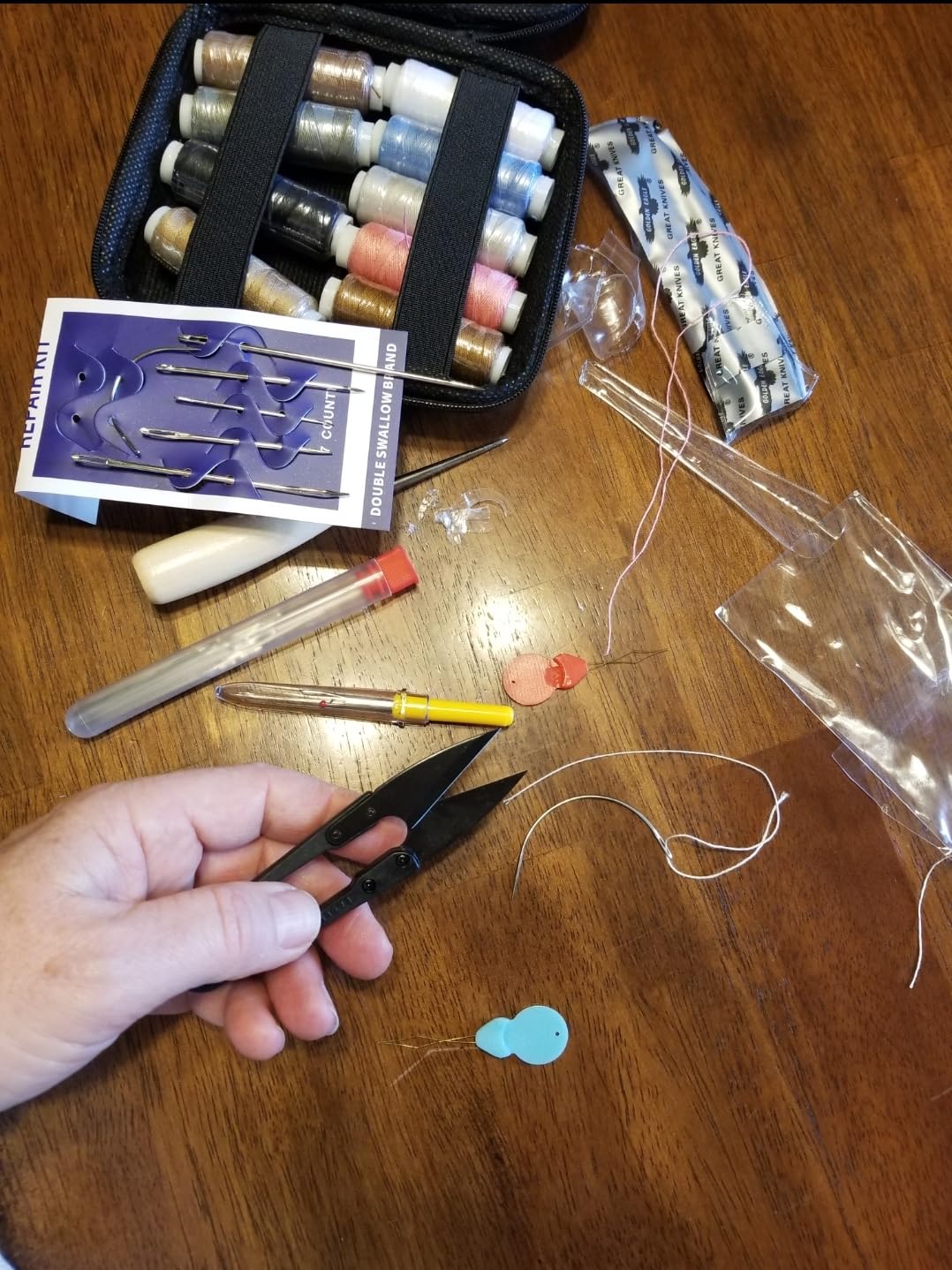 PLANTIONAL Upholstery Repair Sewing Kit, Heavy Duty Sewing Kit with Sewing Awl, Seam Ripper, Leather Hand Sewing/Stitching Needles, Sewing Thread for Car/Sofa/Backpack/Shoe, Craft DIY, 10 Color, 47Pc customer photo 2