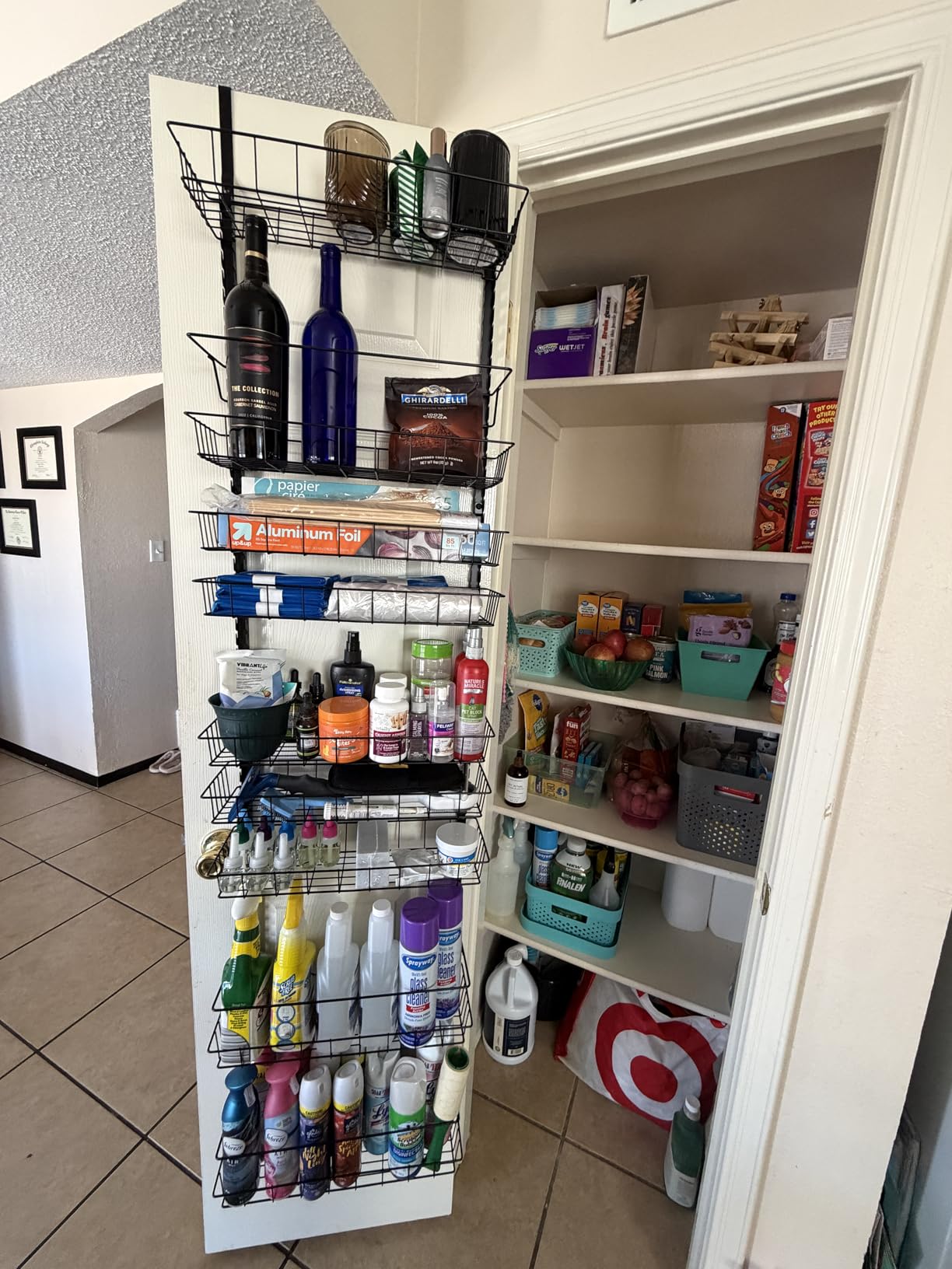 Churboro Over the Door Pantry Organizer Rack with 9 Adjustable Baskets, 9 Tiers Dual-use Hanging or Wall Mount Spice Rack Organizer, Black customer photo 1