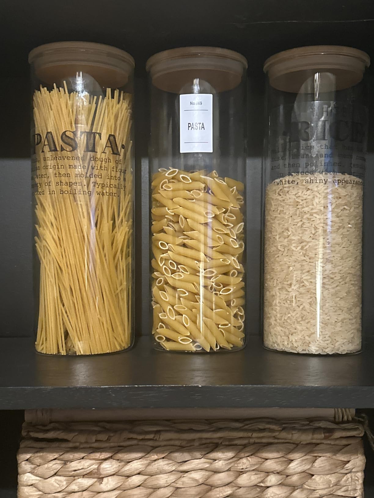 Vtopmart Glass Food Storage Jars, 7 Pack Kitchen Containers with Airtight Bamboo Wooden Lids for Pasta, Cookies, Nuts, Coffee Beans, Cereal, Canisters Set for Flour, Pantry Organization, BPA Free customer photo 2