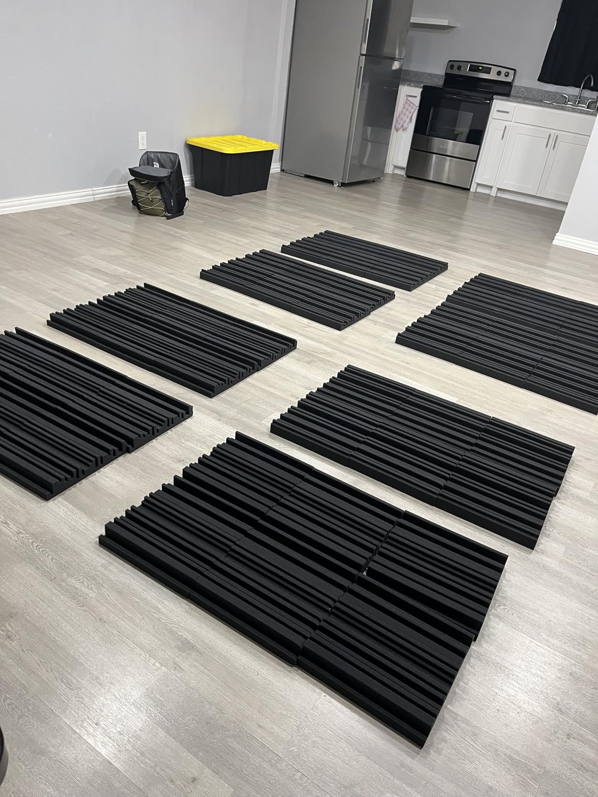 TroyStudio Thick Acoustic Foam Panels, 12 X 12 X 2 Inch 36 Pcs Broadband Sound Absorbing Foam, Dense Soundproof Padding Tile, Recording Studio Foam Absorber, Groove Decorative 3D Wall Ceiling Panel customer photo 2
