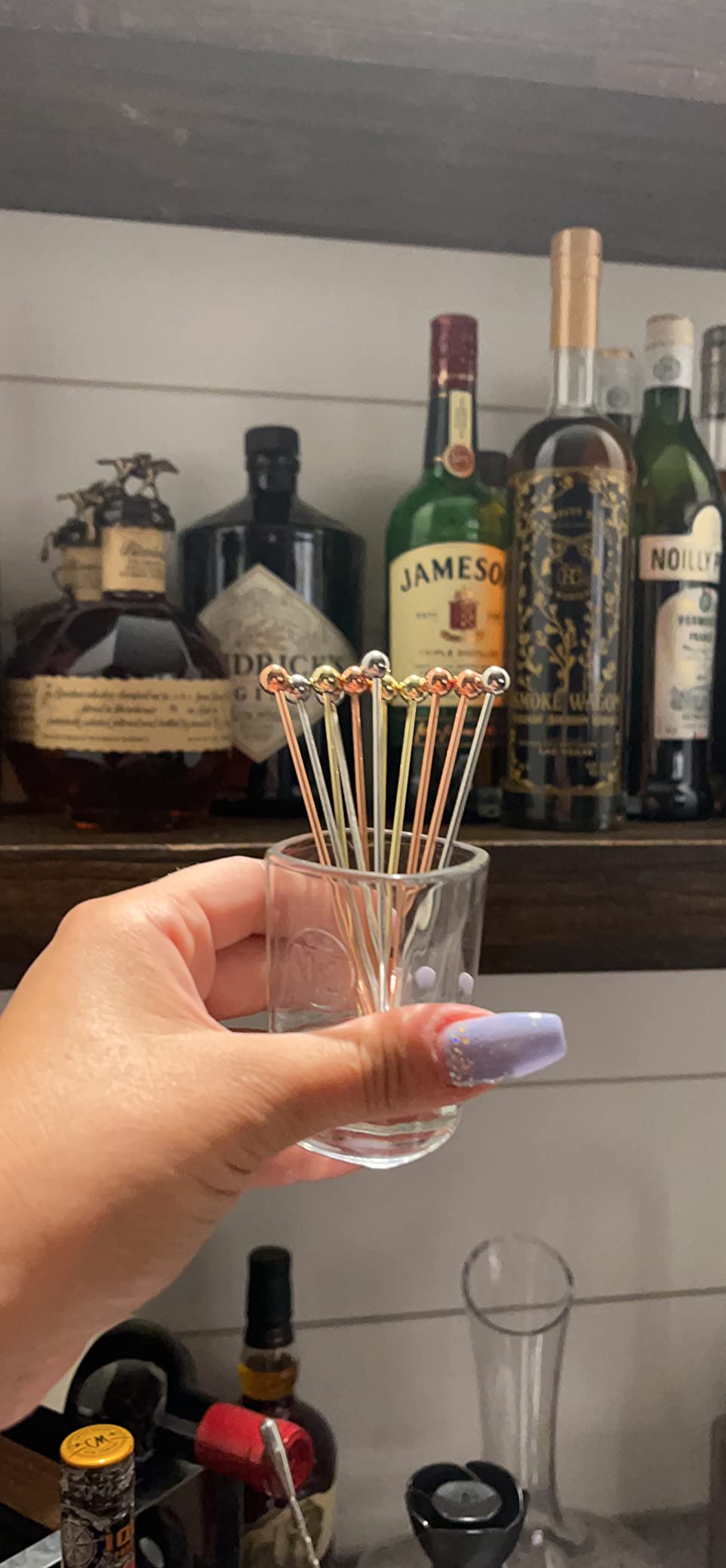 12PCS Bloody Mary Skewers Gift Set, 8 Inch Stainless Steel Cocktail Picks Metal Bloody Mary Accessories, Reusable Cocktail Skewers Bar Toothpicks for Drinks, 4 silver 4 gold 4 rose gold customer photo 2