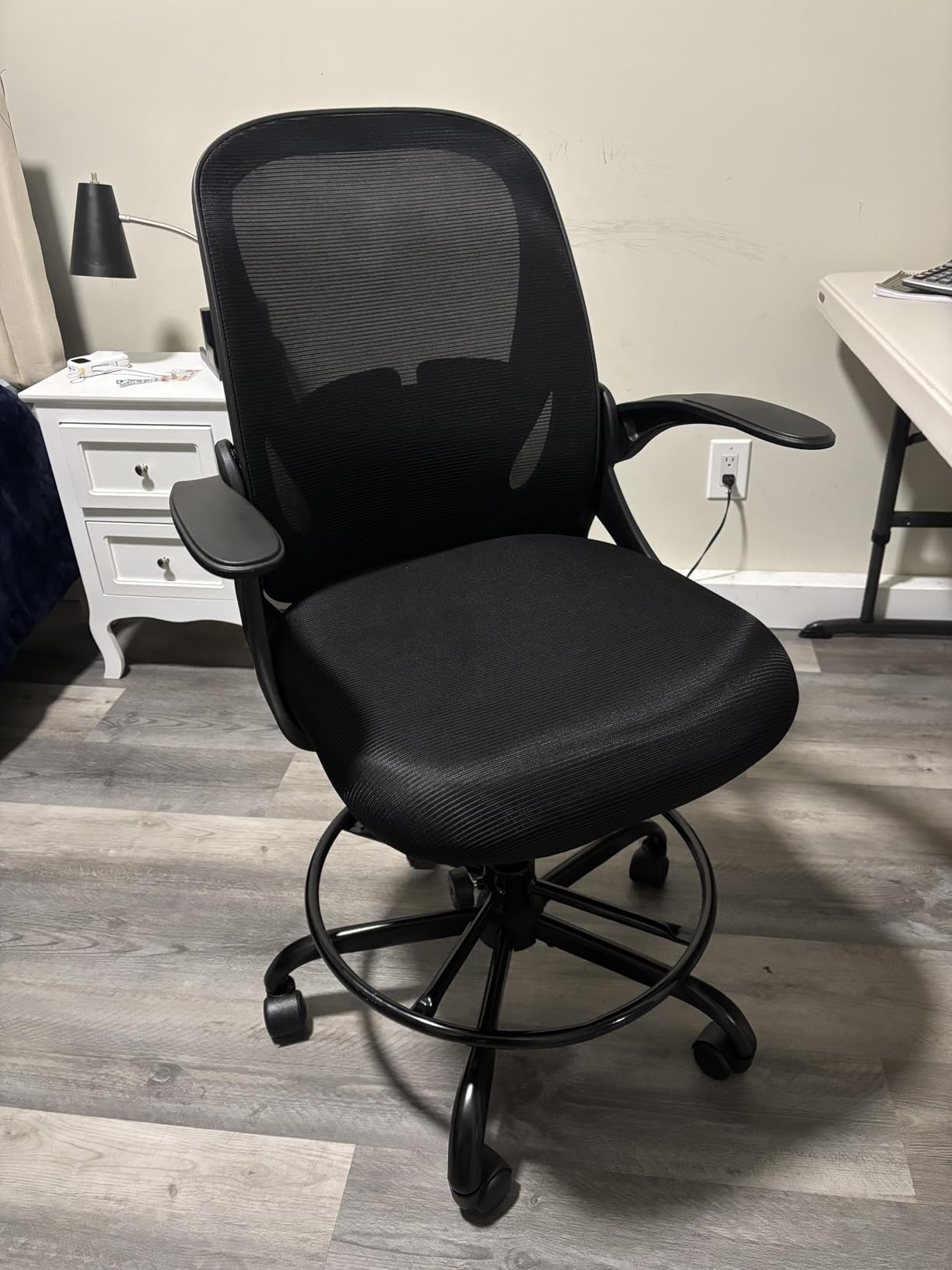 Primy Drafting Chair Tall Office Chair with Flip-up Armrests Executive Ergonomic Computer Standing Desk Chair with Lumbar Support and Adjustable Footrest Ring customer photo 1