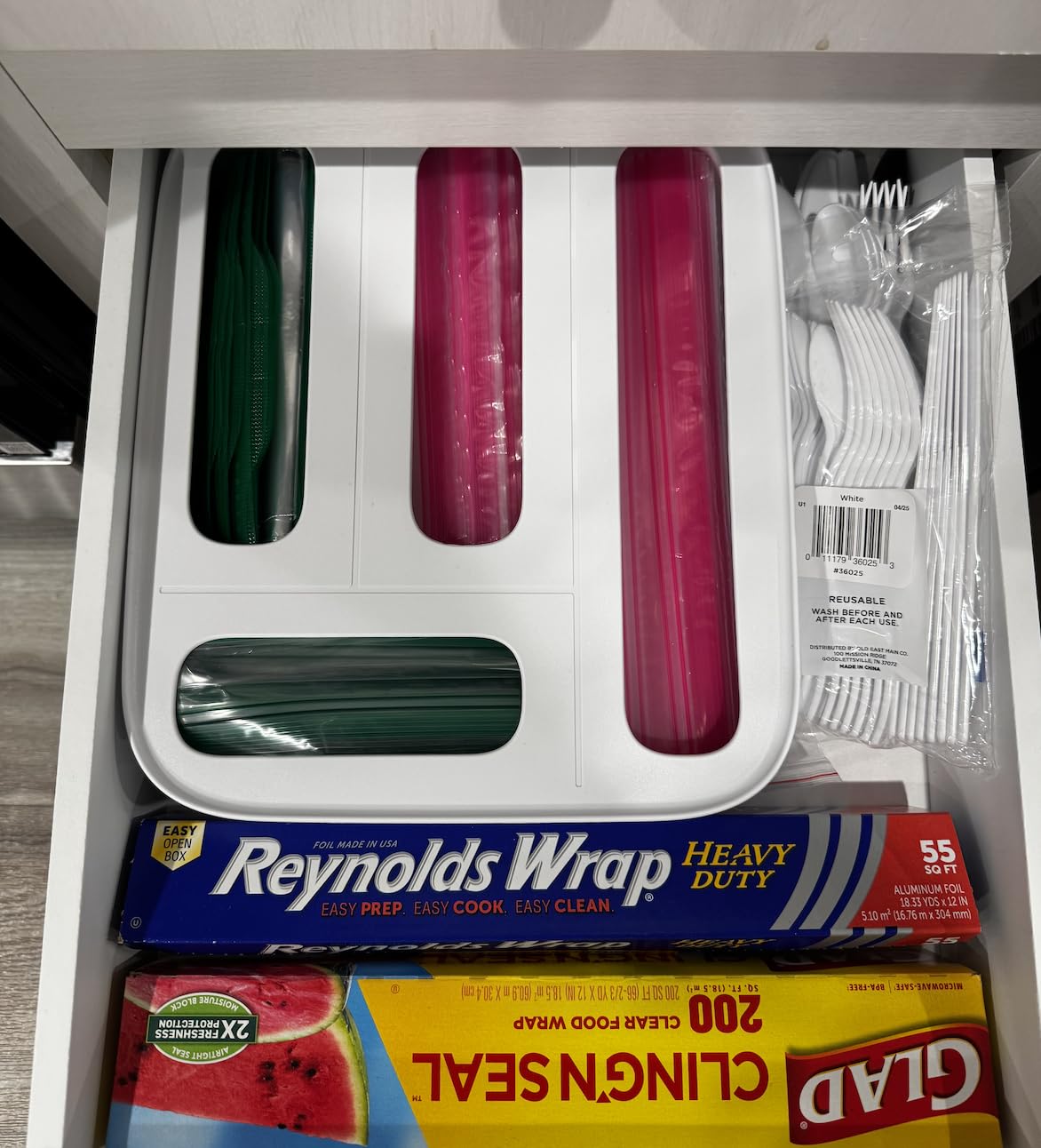 YouCopia StoraBag Drawer Food Bags Dispenser, 4-Slot, Plastic Sandwich Bag Organizer for Kitchen Storage, White customer photo 1