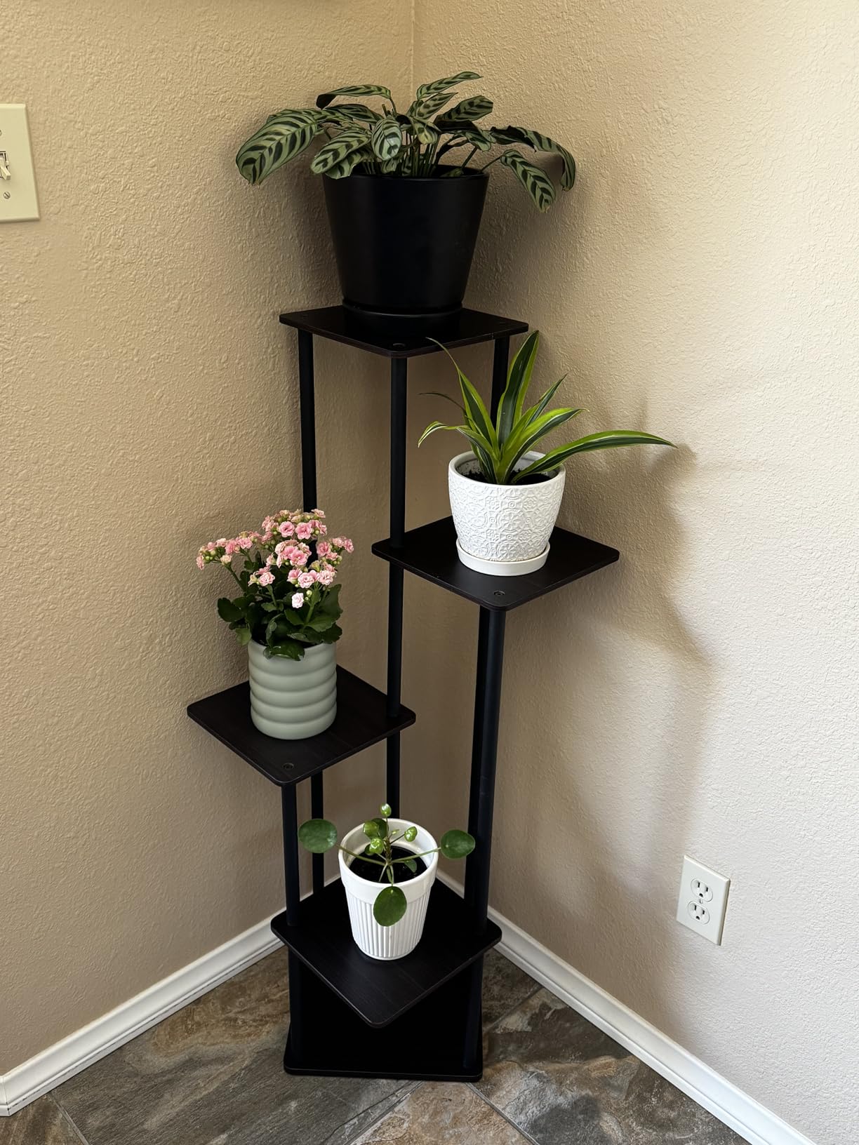 AZERPIAN Plant Stand 5 Tier Indoor Metal Flower Shelf for Multiple Plants Corner Tall Flower Holders for Patio Garden Living Room Balcony Bedroom, Black (5 Tier-Black) customer photo 2