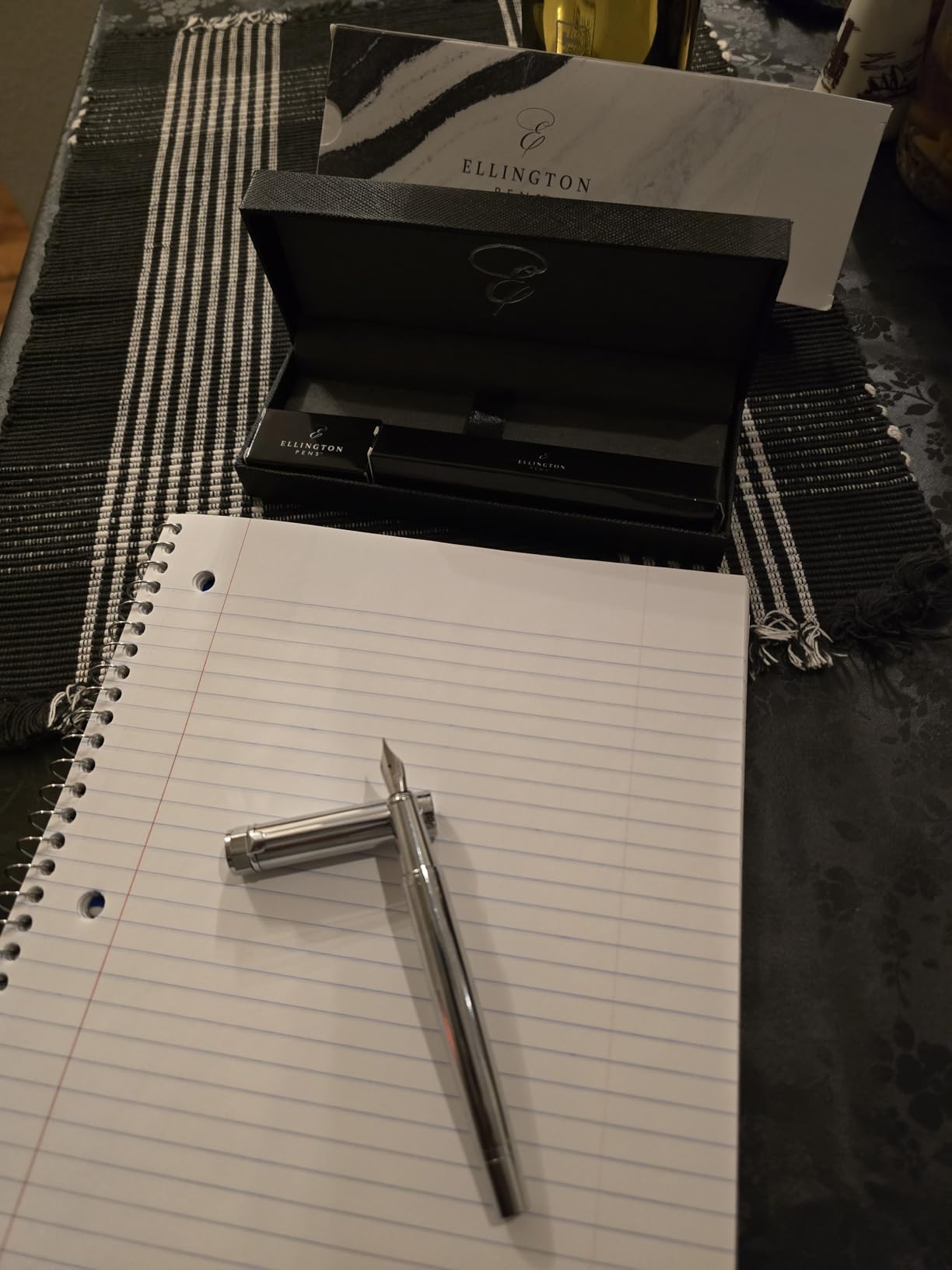 Ellington Pens Luxury Fountain Pen Set - Smooth Medium Nib - Includes 3 Ink Cartridges, Refillable Ink Converter, Gift Box - Fountain Pens For Writing, Calligraphy, Journaling, Sketching (The Stealth) customer photo 1