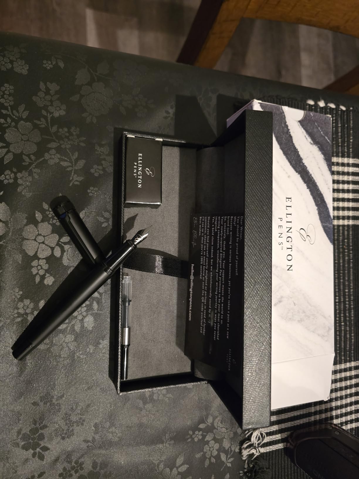 Ellington Pens Luxury Fountain Pen Set - Smooth Medium Nib - Includes 3 Ink Cartridges, Refillable Ink Converter, Gift Box - Fountain Pens For Writing, Calligraphy, Journaling, Sketching (The Stealth) customer photo 2
