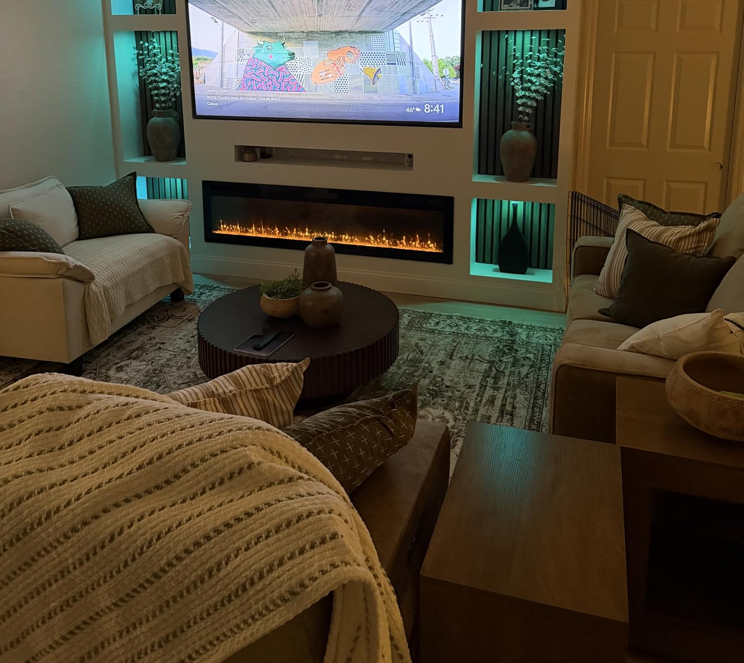 Vitesse 72 Inch Ultra Thin Electric Fireplace-Narrow Bezel Linear Fireplace Heater Recessed Wall Mounted, Remote and Screen Control, 8H Sleep Timer, Low Noise, 750/1500W for Living Room, Bedroom customer photo 2