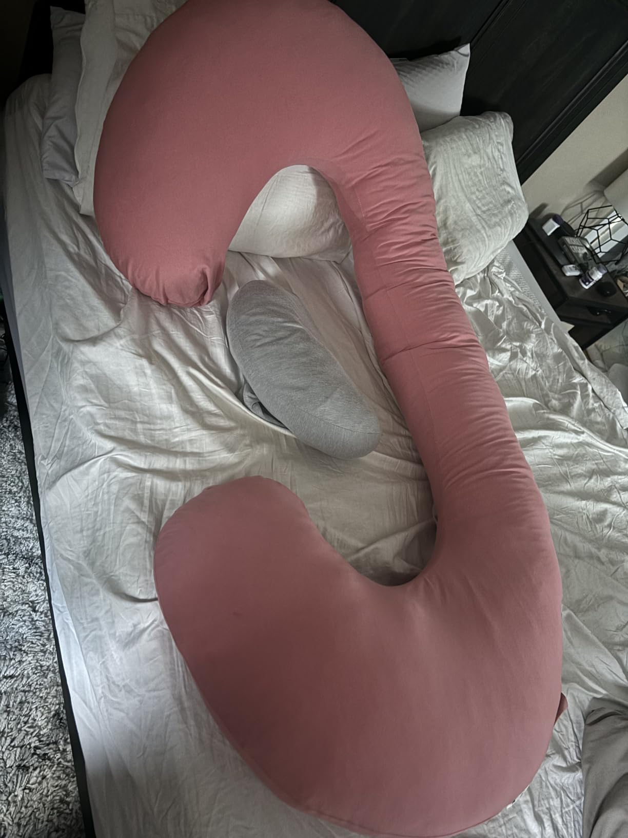 INSEN Cooling Pregnancy Pillow, Maternity Pillow for Pregnant Women, C Shaped for Side Sleeping, Glossy Gray customer photo 1