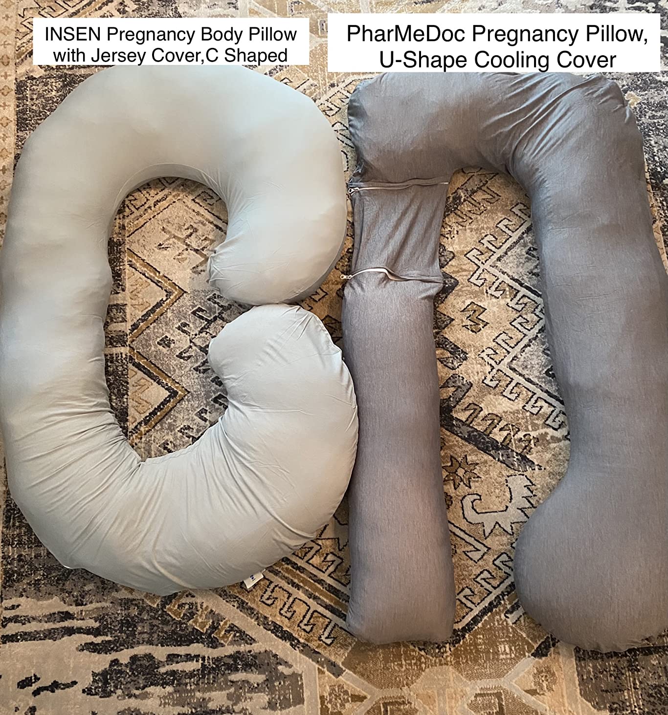 INSEN Cooling Pregnancy Pillow, Maternity Pillow for Pregnant Women, C Shaped for Side Sleeping, Glossy Gray customer photo 2