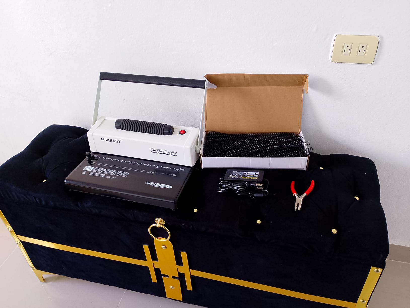 MAKEASY Coil Spiral Binding Machine 4:1 pitch - Manual Hole Punch - Electric Coil Inserter - Adjustable Side Margin - for Letter Size/A4/A5, Comes with 1 Box 5/16'' Plastic Coil Binding Spines & Plier customer photo 1