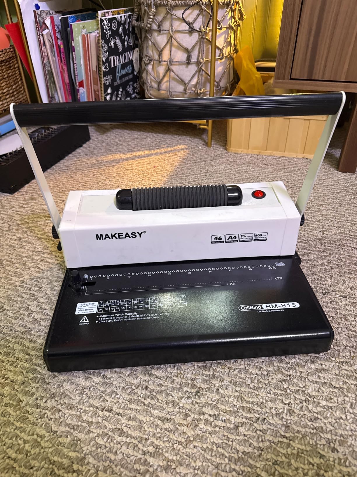 MAKEASY Coil Spiral Binding Machine 4:1 pitch - Manual Hole Punch - Electric Coil Inserter - Adjustable Side Margin - for Letter Size/A4/A5, Comes with 1 Box 5/16'' Plastic Coil Binding Spines & Plier customer photo 2