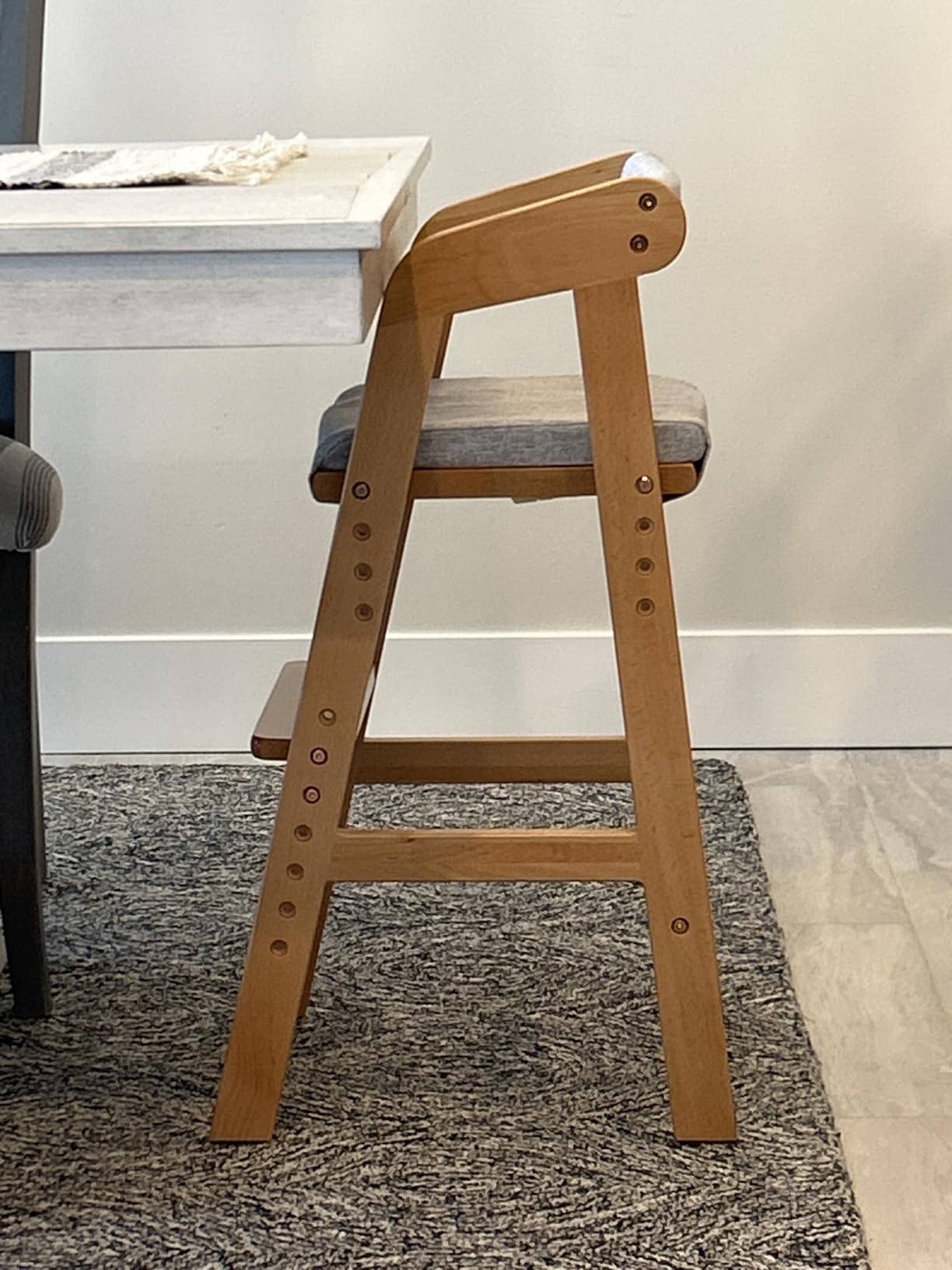 Wooden High Chair for Toddlers, Adjustable Dining Feeding Chair with Removable Cushion for Child, High Chair Grows with Your Kid with Steps for Kids Dining, Studying, Step Tool(Nut-Brown) customer photo 2