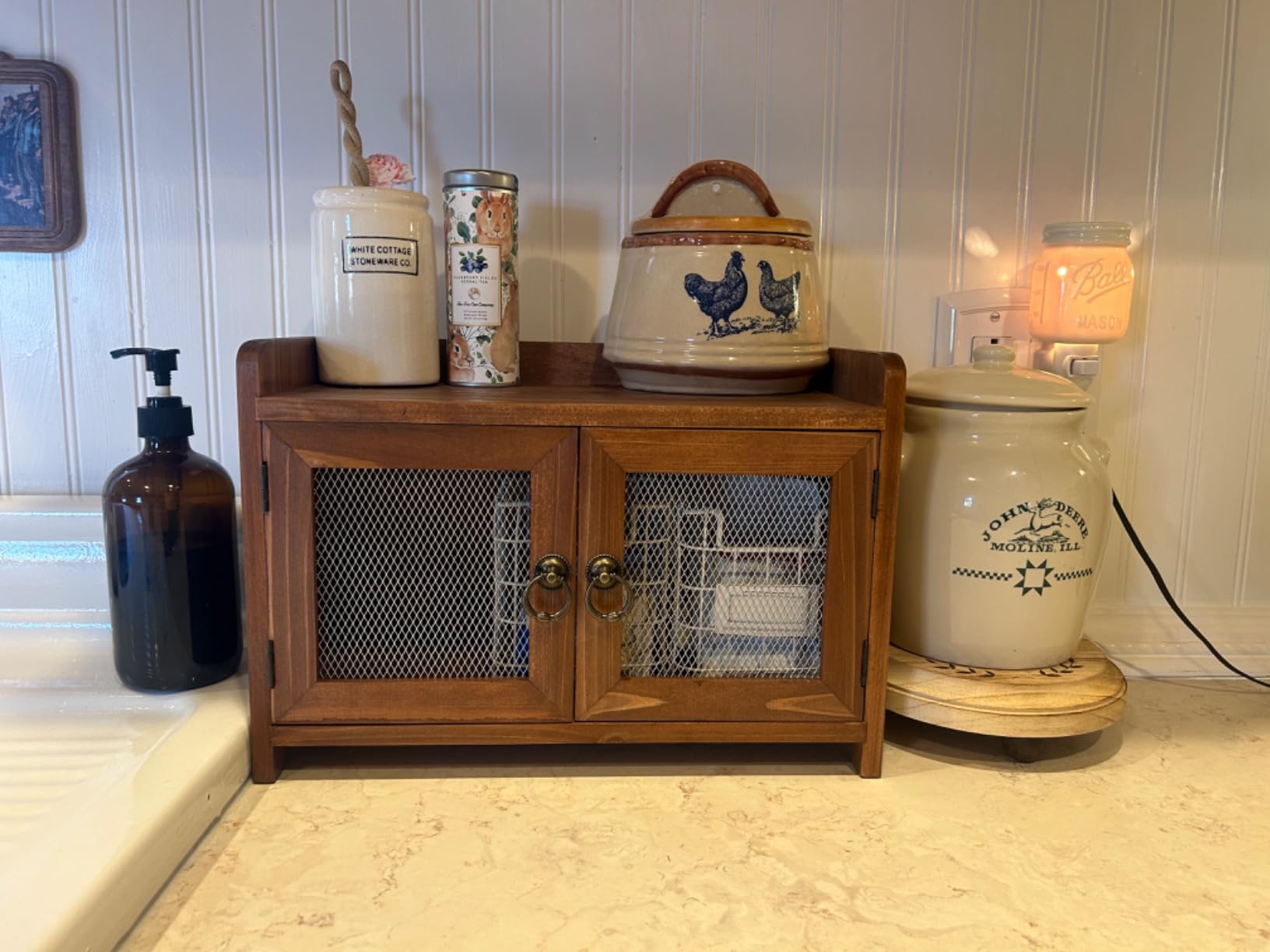 COLLECTIVE HOME Mini Countertop Cabinet, Wood Organizer with Magnetic Door customer photo 2