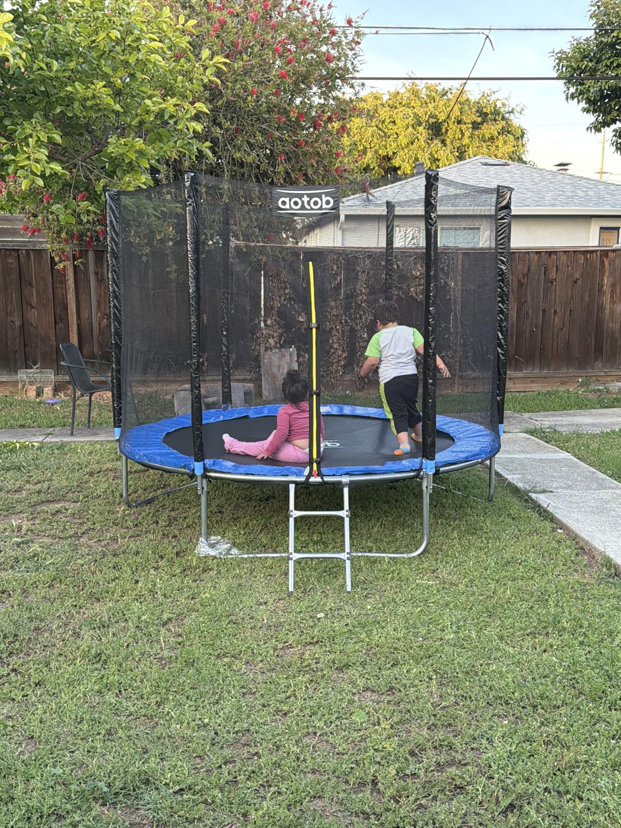 AOTOB 8FT 10FT 12FT 14 FT 15FT Trampoline with Safety Enclosure Net, Outdoor Trampoline with Basketball Hoop, Heavy Duty Jumping Mat and Spring Cover Padding for Kids and Adults, Storage Bag and Ladder customer photo 1