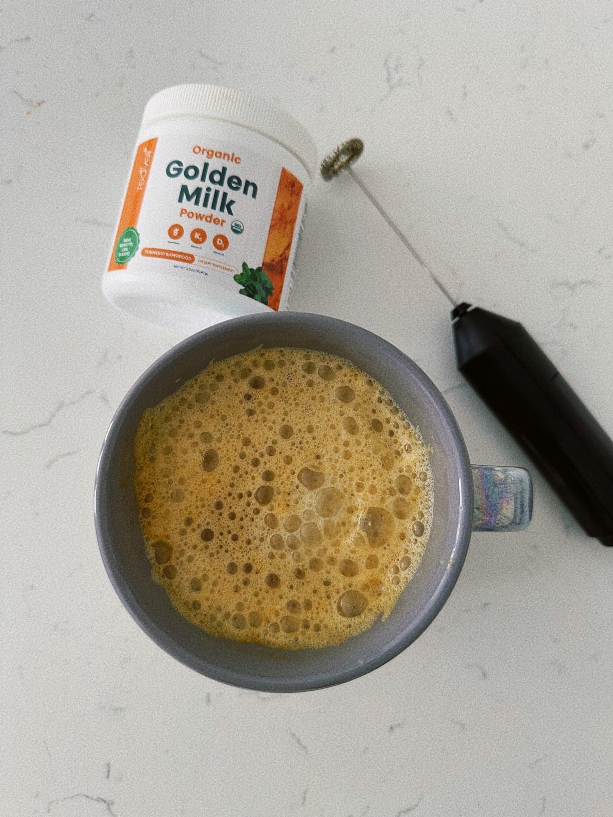 Organic Golden Milk Powder with Vitamins D3 & K2, Turmeric, Ginger, Curcumin, Cinnamon, KSM66 Ashwagandha, Holy Basil & Natural Prebiotics- Delicious Unsweetened Turmeric Tea Latte- 30 Servings customer photo 2