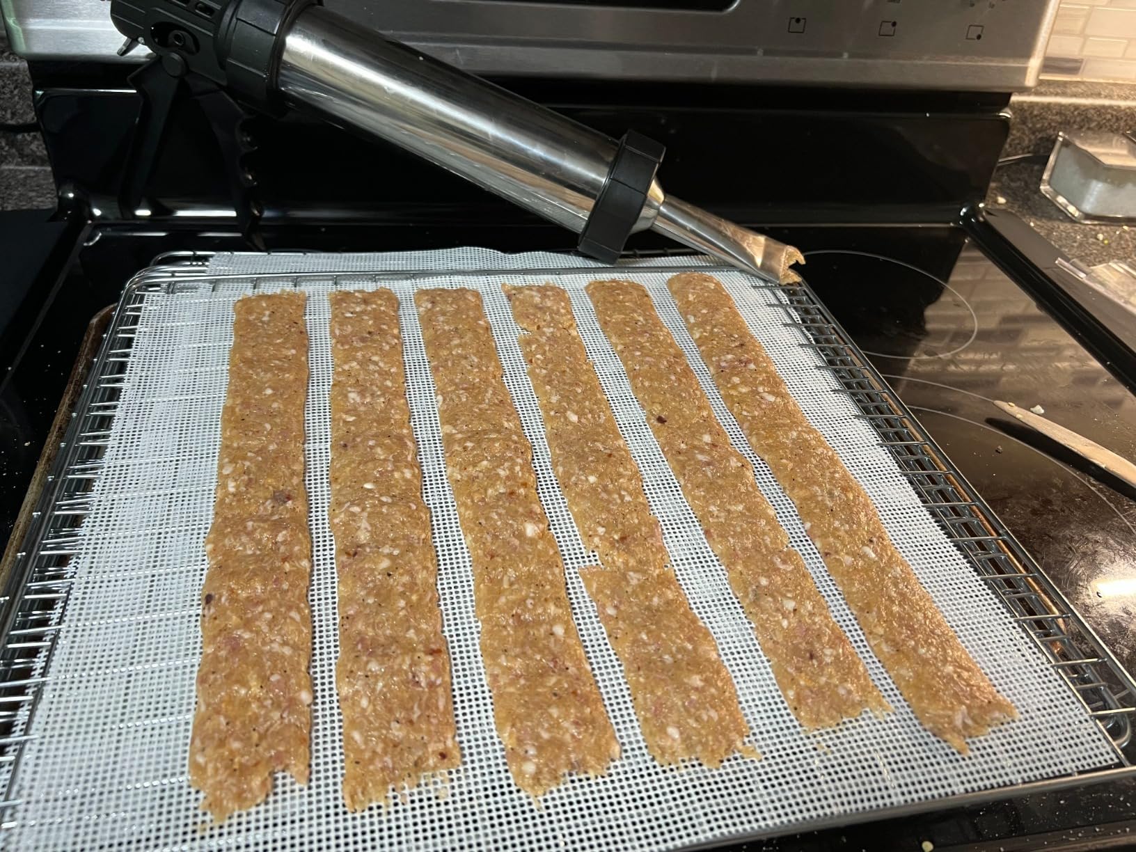 (6 Pack) Silicone Dehydrator Sheets, Non Stick Dehydrator Mats for Fruit Dryer Mesh, Tray Liner Reusable (14 x 14 inch) customer photo 1