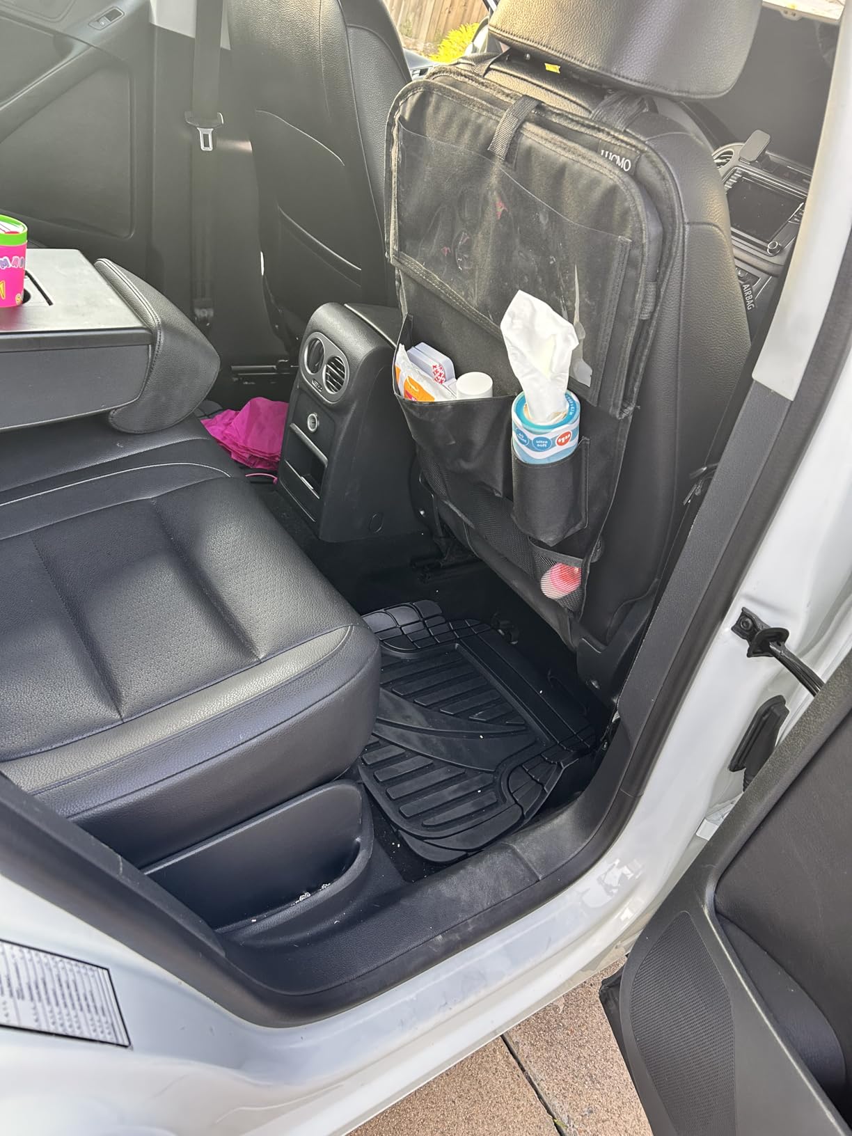 LUCMO Car Backseat Organizer with Tablet Holder,6 Storage Pockets Car Storage Organizer with Foldable Food Tray,Protectors Kick Mats Travel Accessories-Black customer photo 2