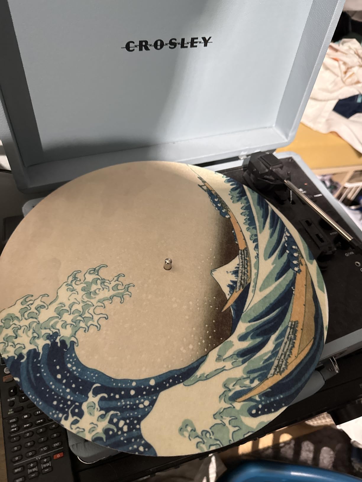 12 Inch Turntable Mat, Slipmat for Vinyl LP Record Player, Anti Static Turntable Platter Mat (japan great wave) customer photo 1