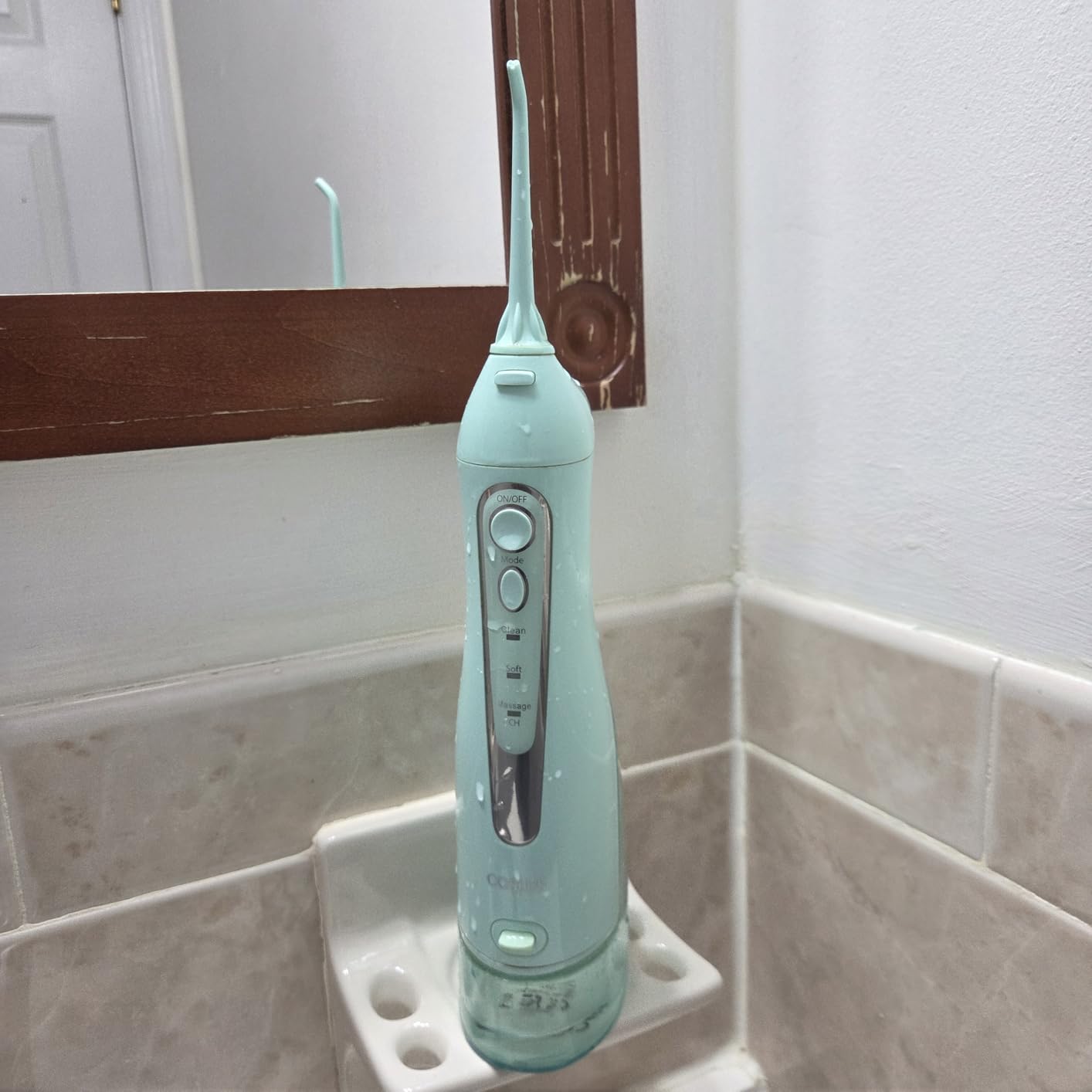 COSLUS Water Dental Flosser Teeth Pick C20(F5020E): Portable Cordless Oral Irrigator 300ML Rechargeable Travel Irrigation Cleaner IPX7 Waterproof Electric Flossing Machine for Teeth Cleaning customer photo 1