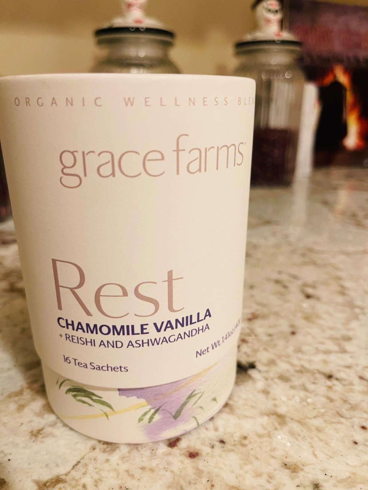 Grace Farms REST Wellness Organic Tea Blend (16 Pyramid Sachets) | Sleep and Stress Support For Evening | Chamomile Vanilla Tea with Adaptogenic Herbs and Mushrooms | Fairtrade and Kosher customer photo 2