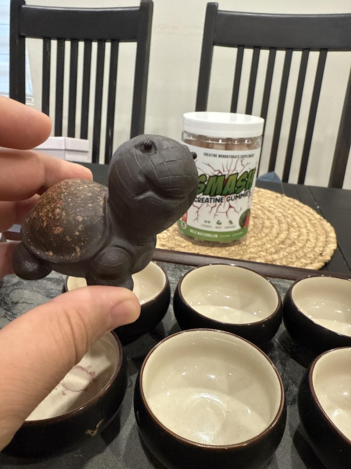 Purple Sand Tea Pet Angry Cat Bat Tortoise Puppy Figurine, Cute Kungfu Tea Pet Gift for Tea Lover Friend, Tea Table Desk Tearoom Home Decoration Ornament (1.Smiling Turtle) customer photo 1